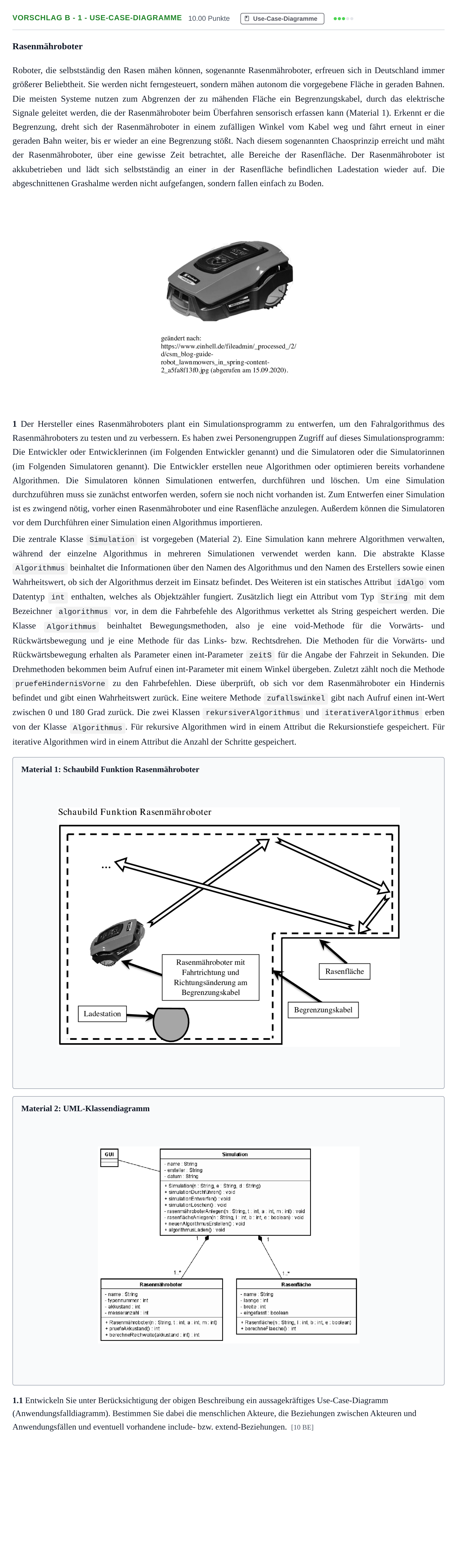 Aufgabenstellung: Aufgabe Vorschlag B - 1 - Use-Case-Diagramme · Abitur Hessen Technische Informatik LK 2022