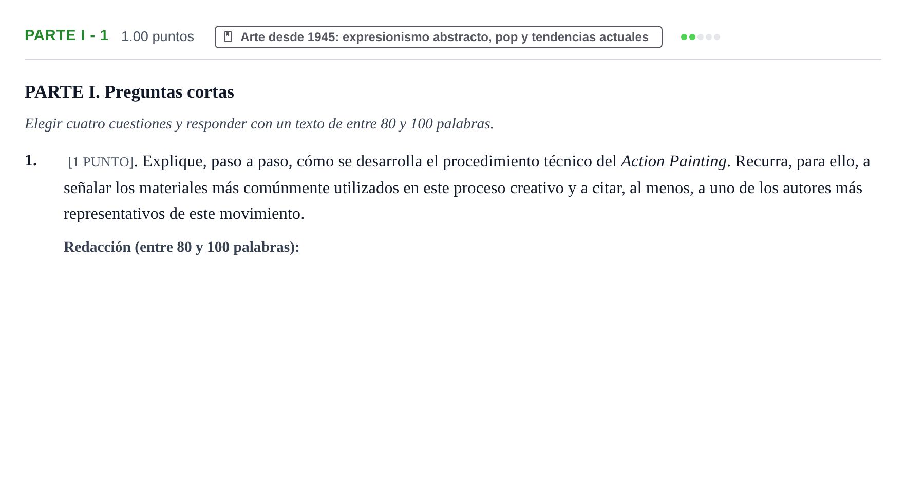 Enunciado: Ejercicio PARTE I - 1 · Fundamentos Artísticos PAU Cantabria Extraordinaria 2025