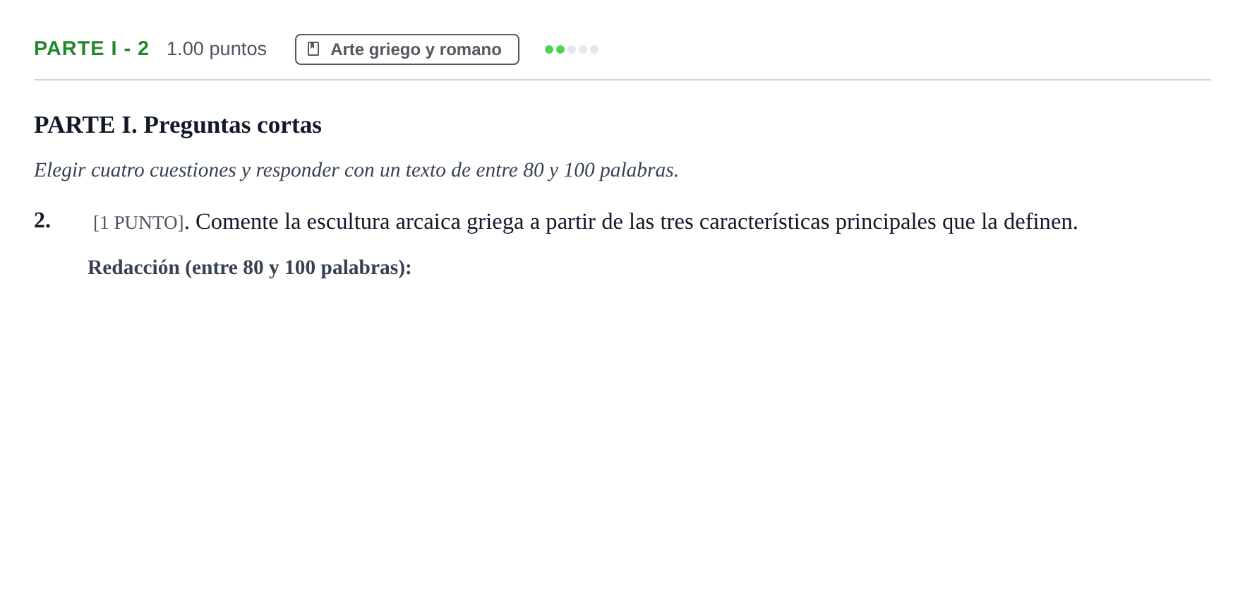 Enunciado: Ejercicio PARTE I - 2 · Fundamentos Artísticos PAU Cantabria Extraordinaria 2025