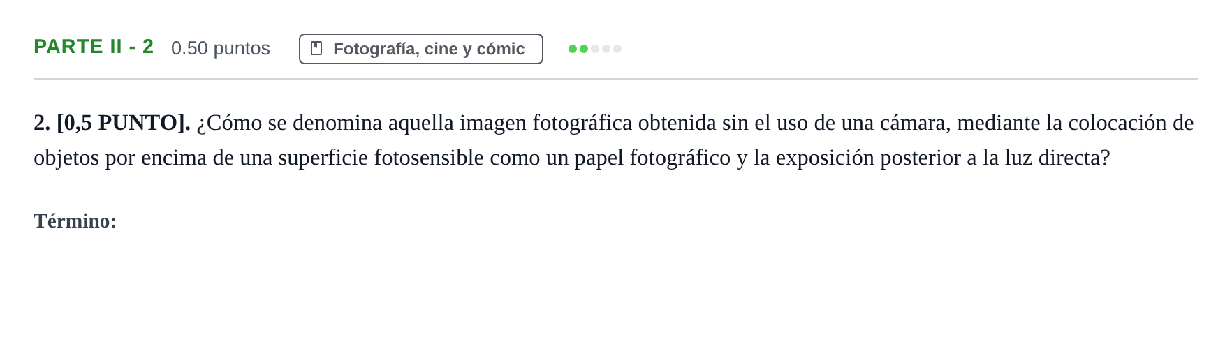 Enunciado: Ejercicio PARTE II - 2 · Fundamentos Artísticos PAU Cantabria Extraordinaria 2025