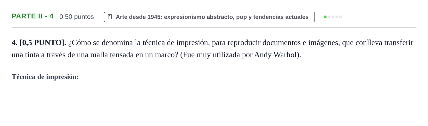 Enunciado: Ejercicio PARTE II - 4 · Fundamentos Artísticos PAU Cantabria Extraordinaria 2025