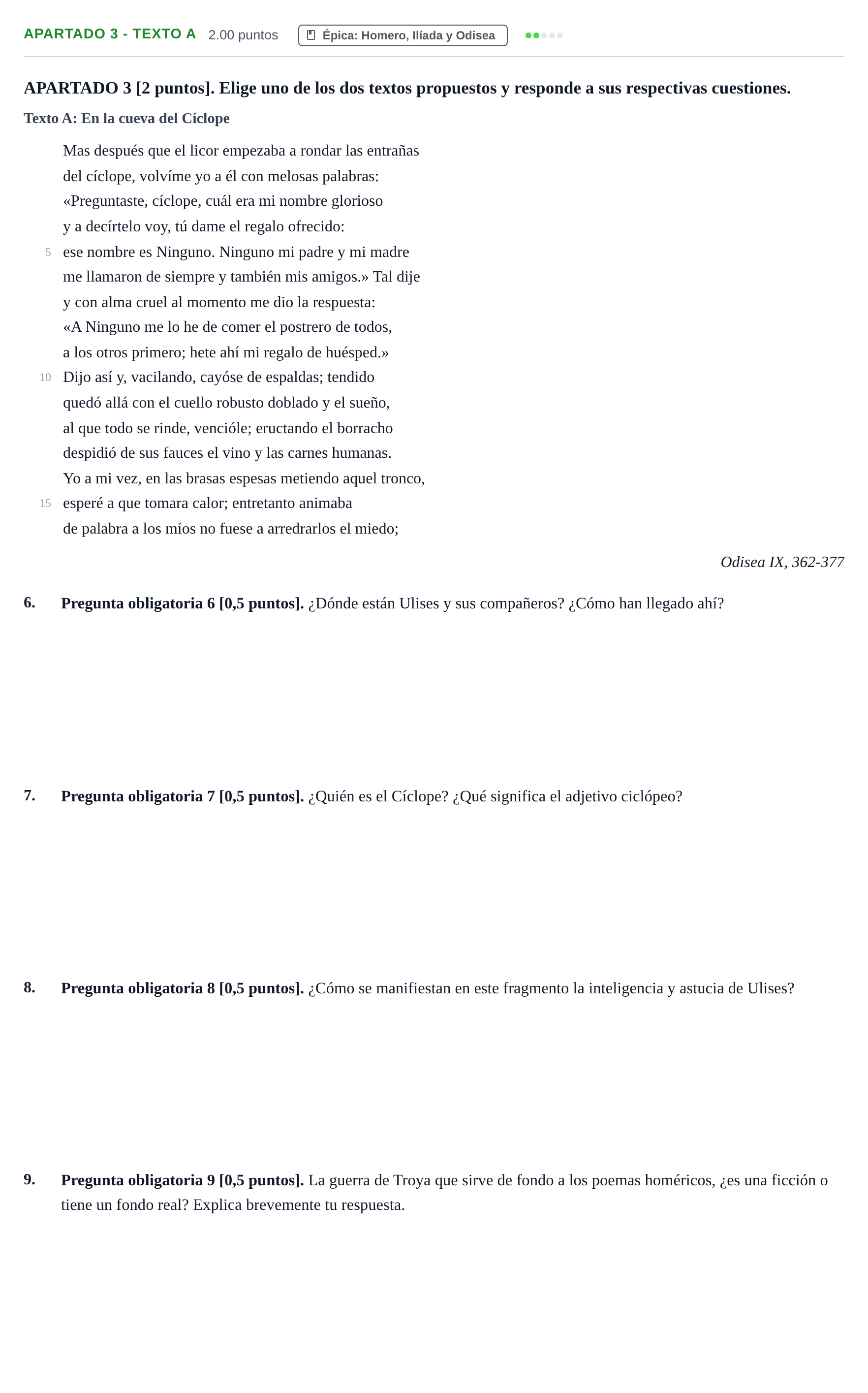 Enunciado: Apartado 3 - Texto A · Griego II PAU Cantabria Extraordinaria 2025