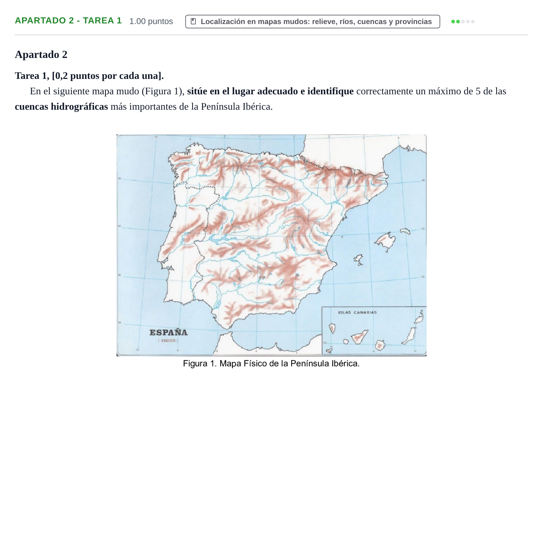 Enunciado: Apartado 2 - Tarea 1 · Geografía PAU Cantabria Extraordinaria 2025