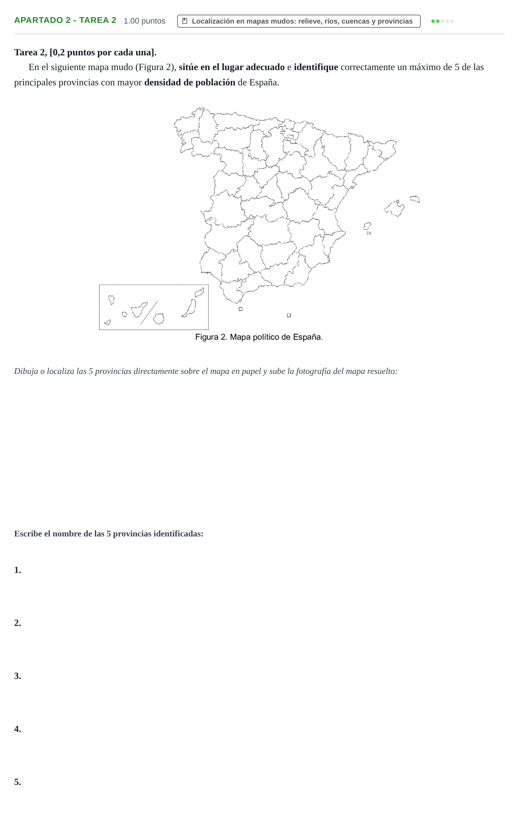 Enunciado: Apartado 2 - Tarea 2 · Geografía PAU Cantabria Extraordinaria 2025