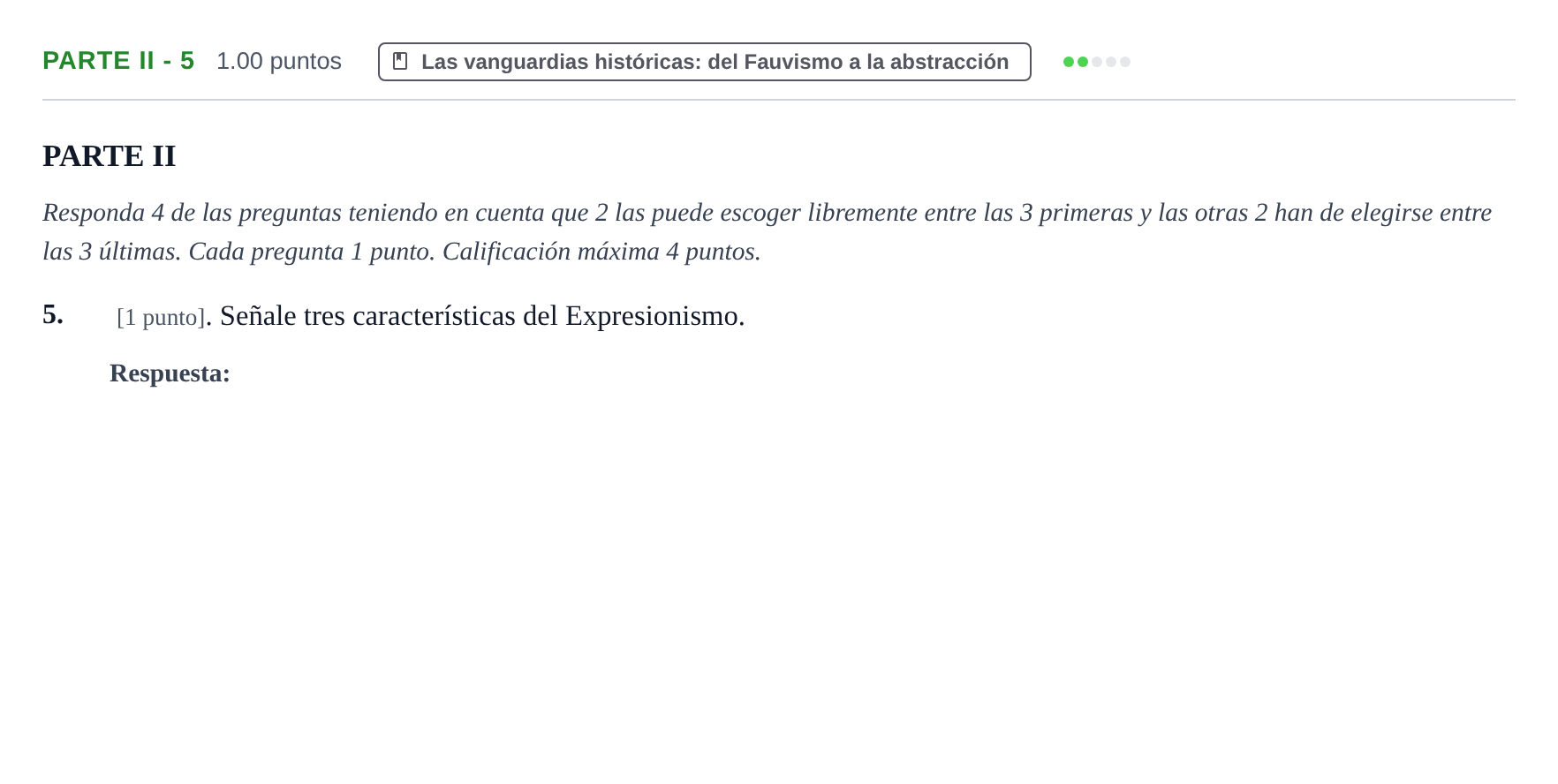 Enunciado: Ejercicio Parte II - 5 · Historia del Arte PAU Cantabria Extraordinaria 2025