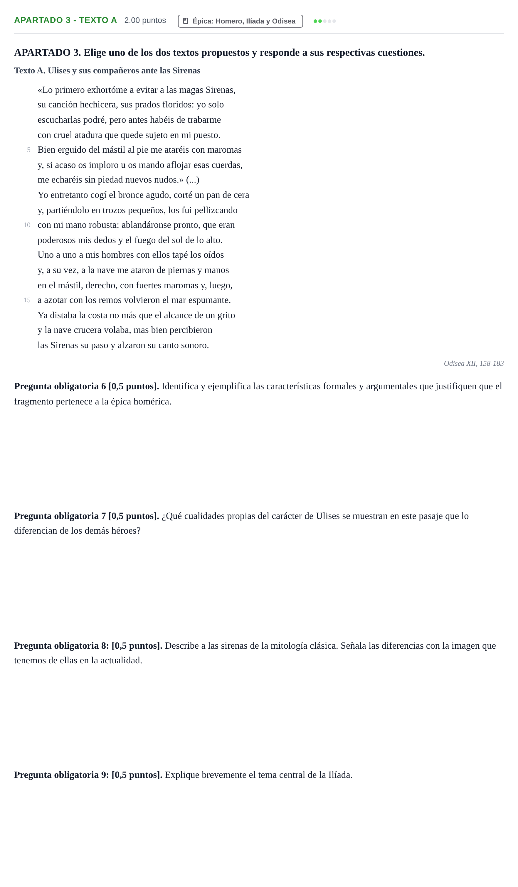 Enunciado: Apartado 3 - Texto A · Griego II PAU Cantabria Ordinaria 2025