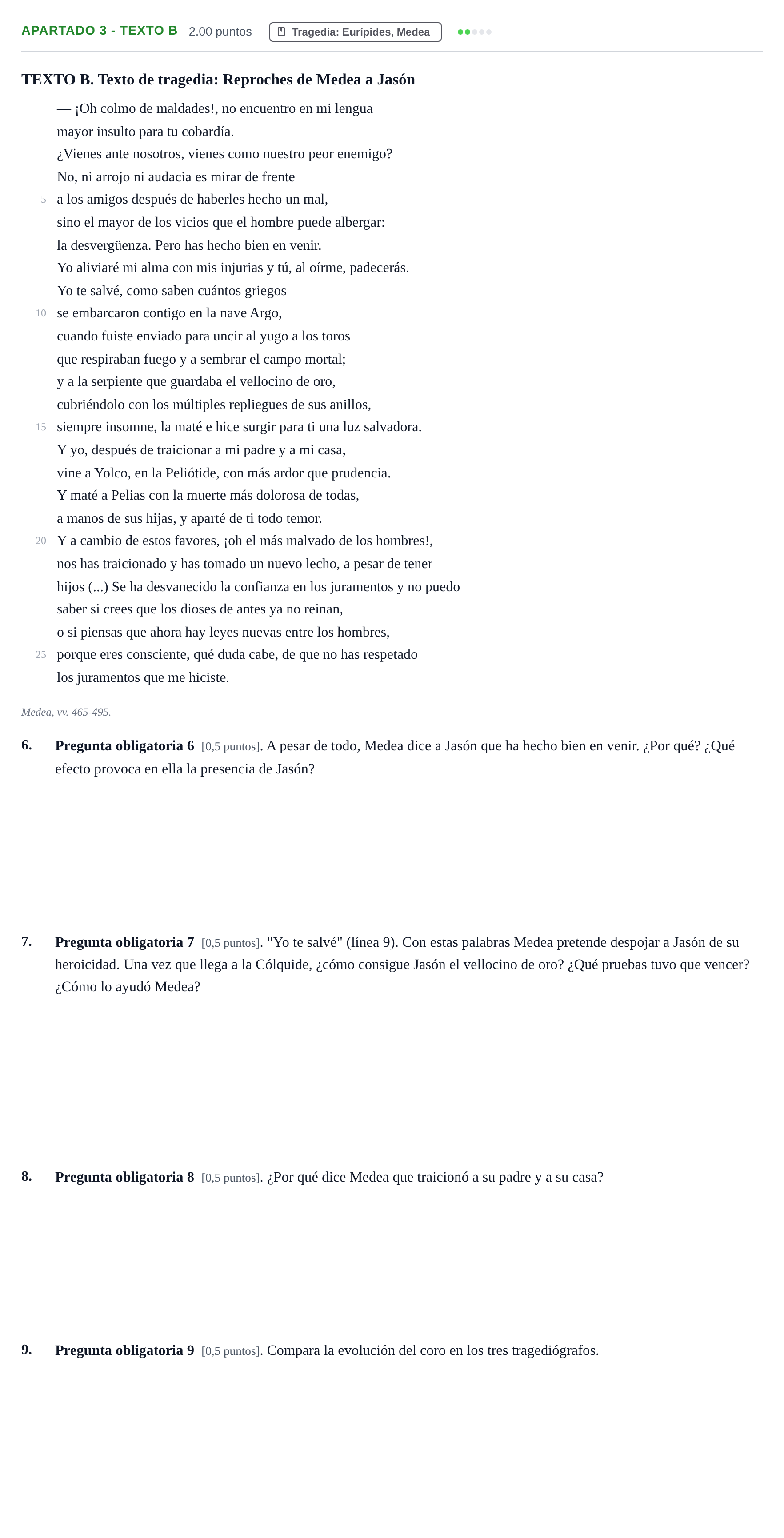 Enunciado: Apartado 3 - Texto B · Griego II PAU Cantabria Ordinaria 2025