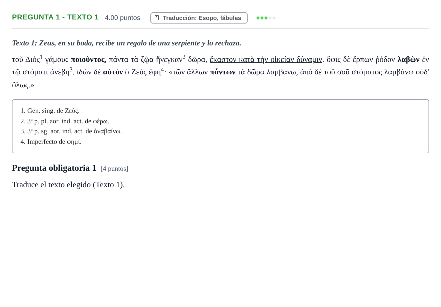 Enunciado: Pregunta 1 - Texto 1 · Griego II PAU Cantabria Ordinaria 2025