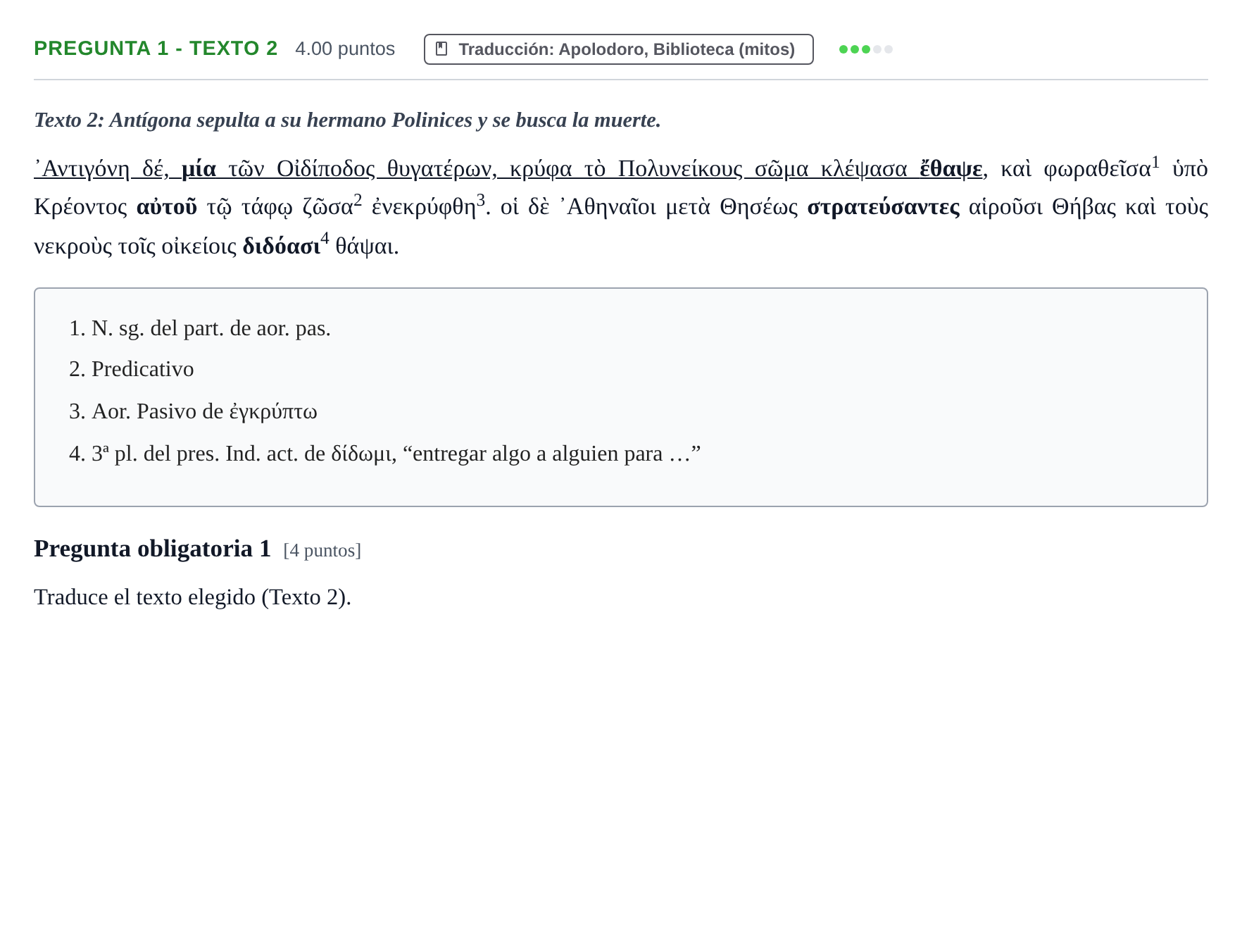 Enunciado: Pregunta 1 - Texto 2 · Griego II PAU Cantabria Ordinaria 2025