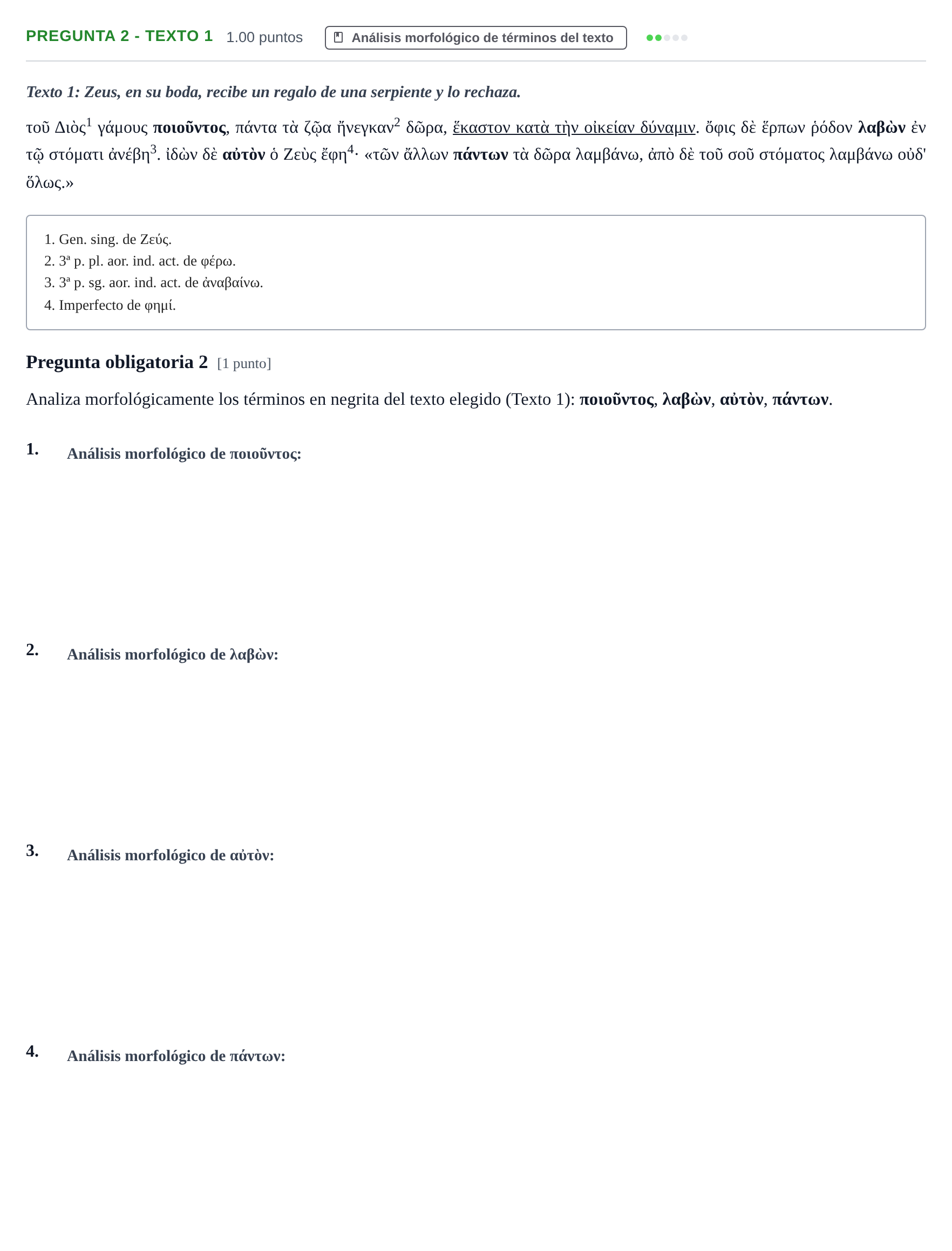 Enunciado: Pregunta 2 - Texto 1 · Griego II PAU Cantabria Ordinaria 2025