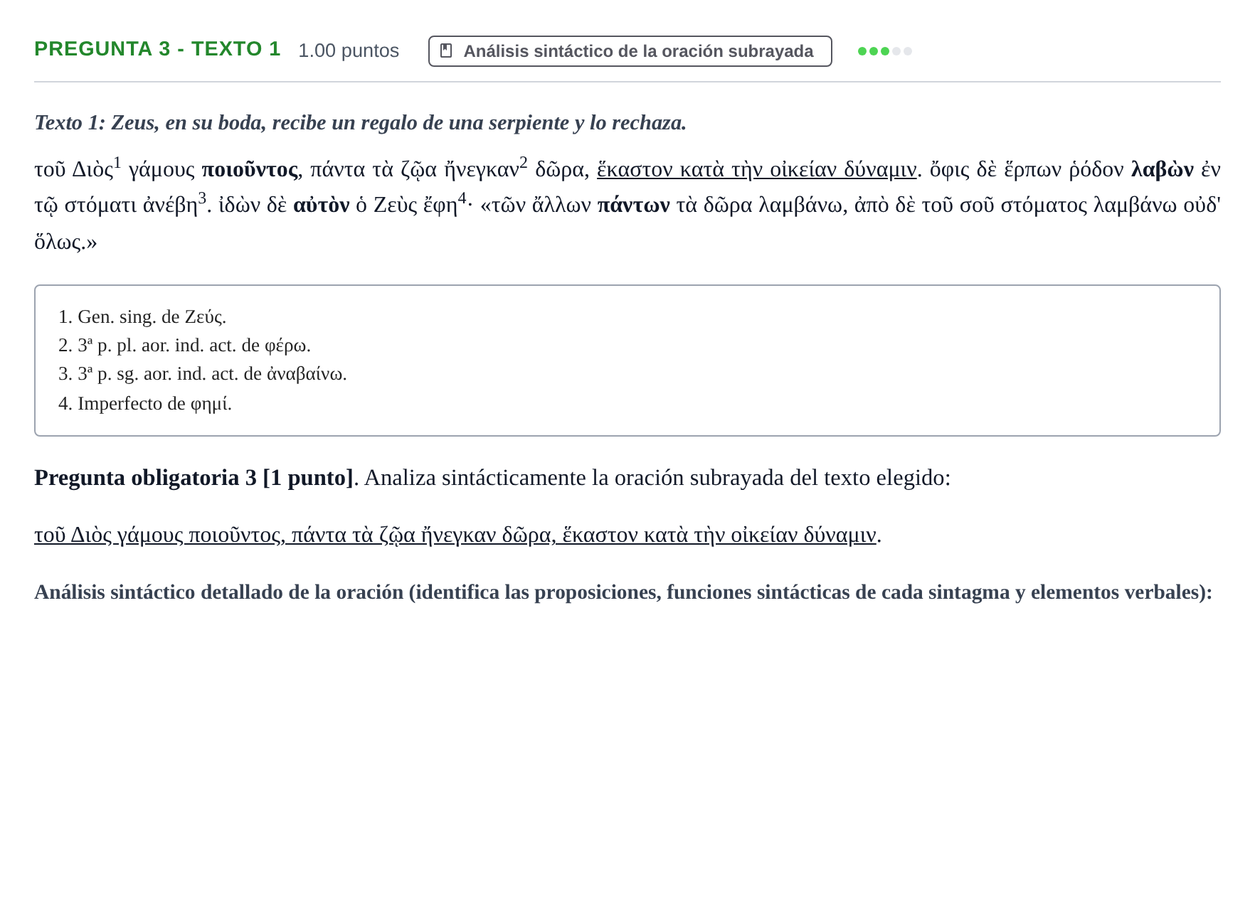 Enunciado: Pregunta 3 - Texto 1 · Griego II PAU Cantabria Ordinaria 2025