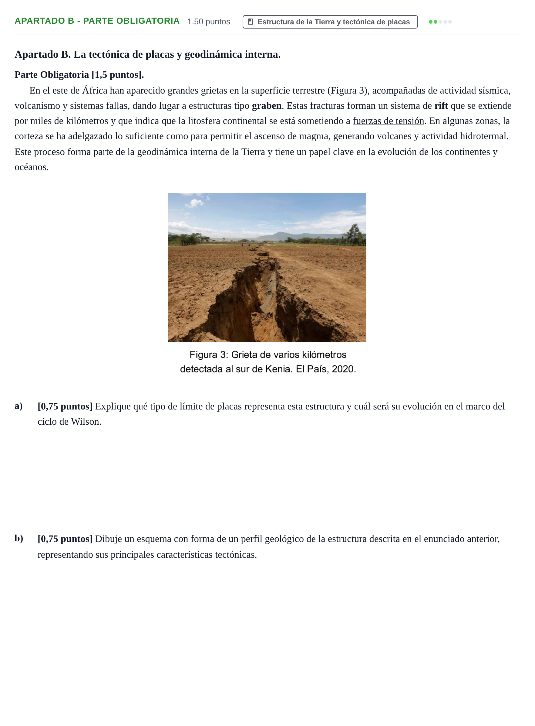 Enunciado: Apartado B - Parte Obligatoria · Geología y Ciencias Ambientales PAU Cantabria Extraordinaria 2025