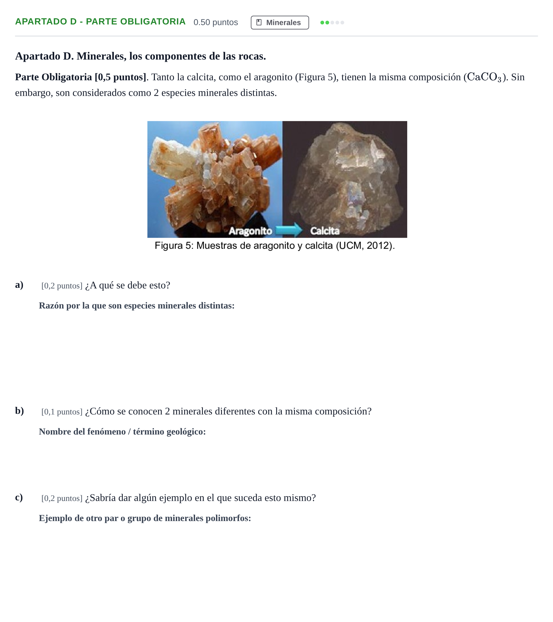 Enunciado: Apartado D - Parte Obligatoria · Geología y Ciencias Ambientales PAU Cantabria Extraordinaria 2025