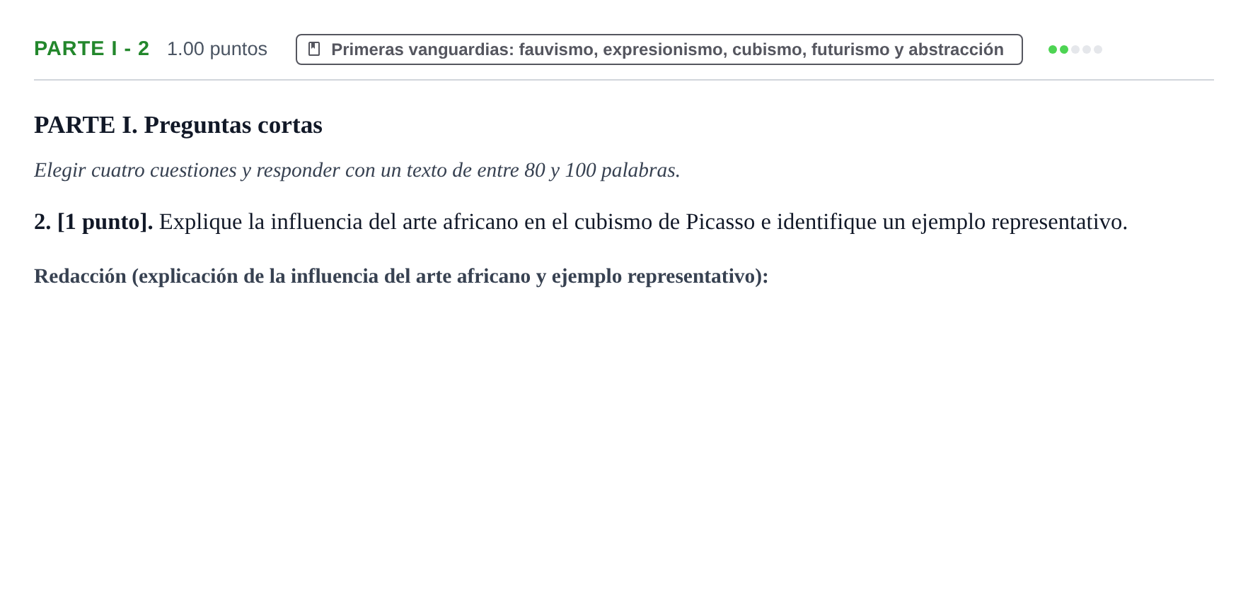 Enunciado: Ejercicio Parte I - 2 · Fundamentos Artísticos PAU Cantabria Ordinaria 2025