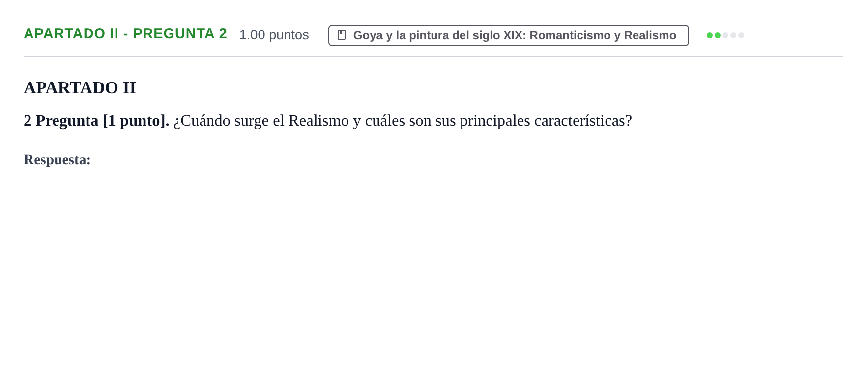 Enunciado: Apartado II - Pregunta 2 · Historia del Arte PAU Cantabria Ordinaria 2025