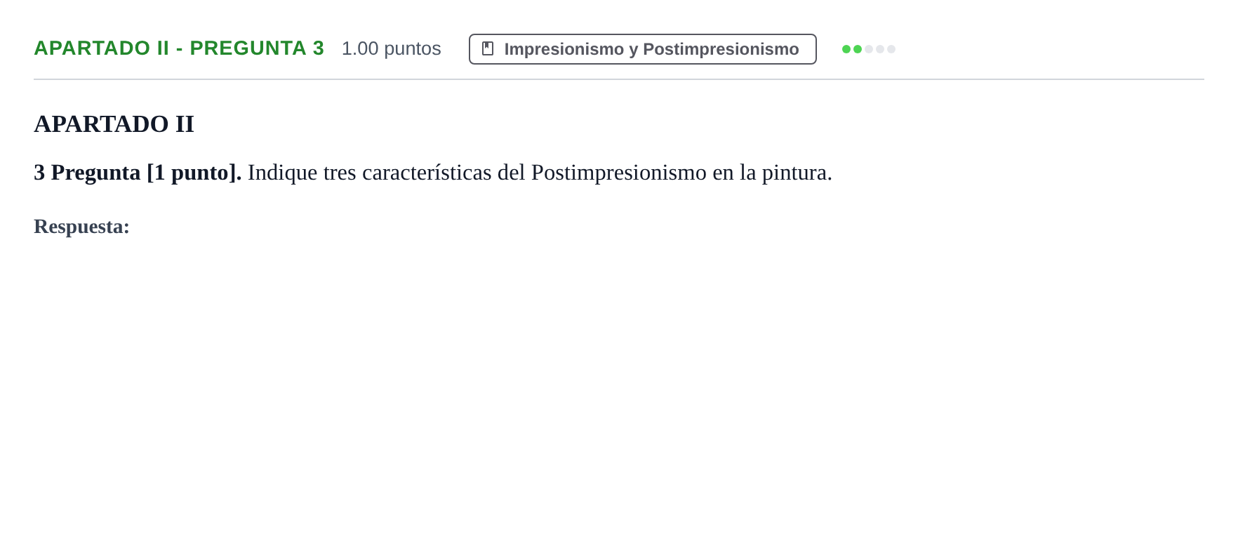 Enunciado: Apartado II - Pregunta 3 · Historia del Arte PAU Cantabria Ordinaria 2025
