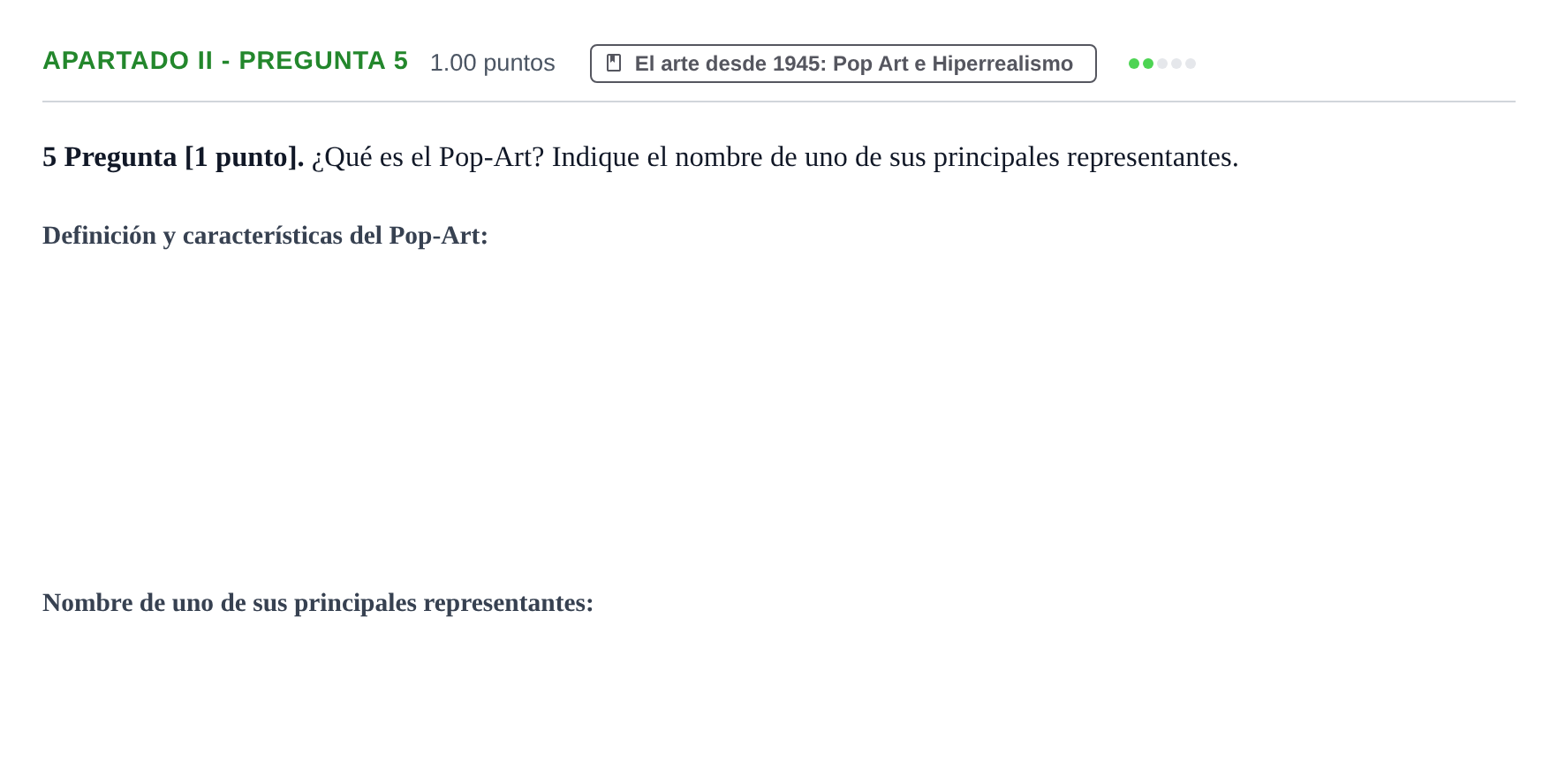 Enunciado: Apartado II - Pregunta 5 · Historia del Arte PAU Cantabria Ordinaria 2025
