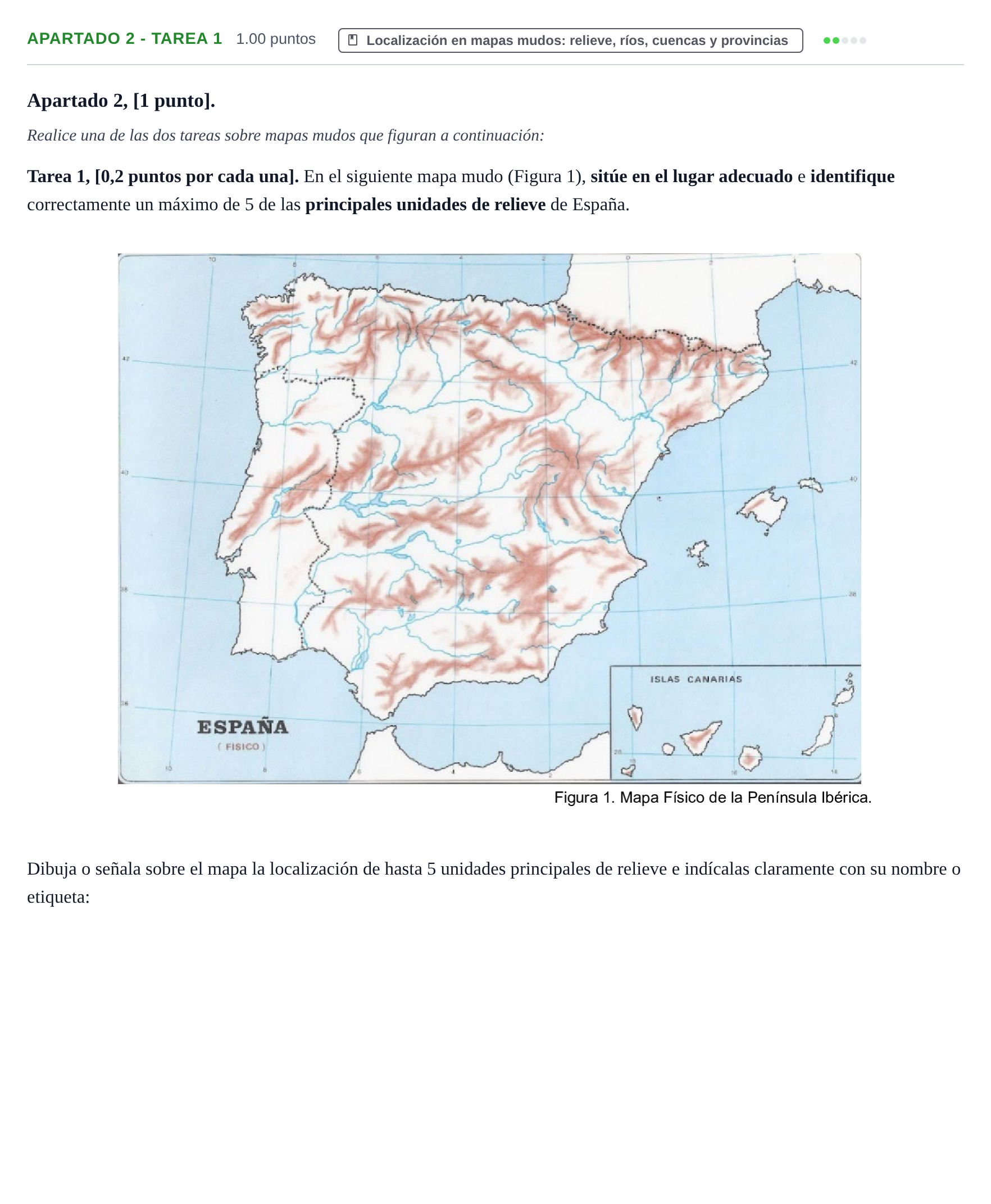 Enunciado: Apartado 2 - Tarea 1 · Geografía PAU Cantabria Ordinaria 2025