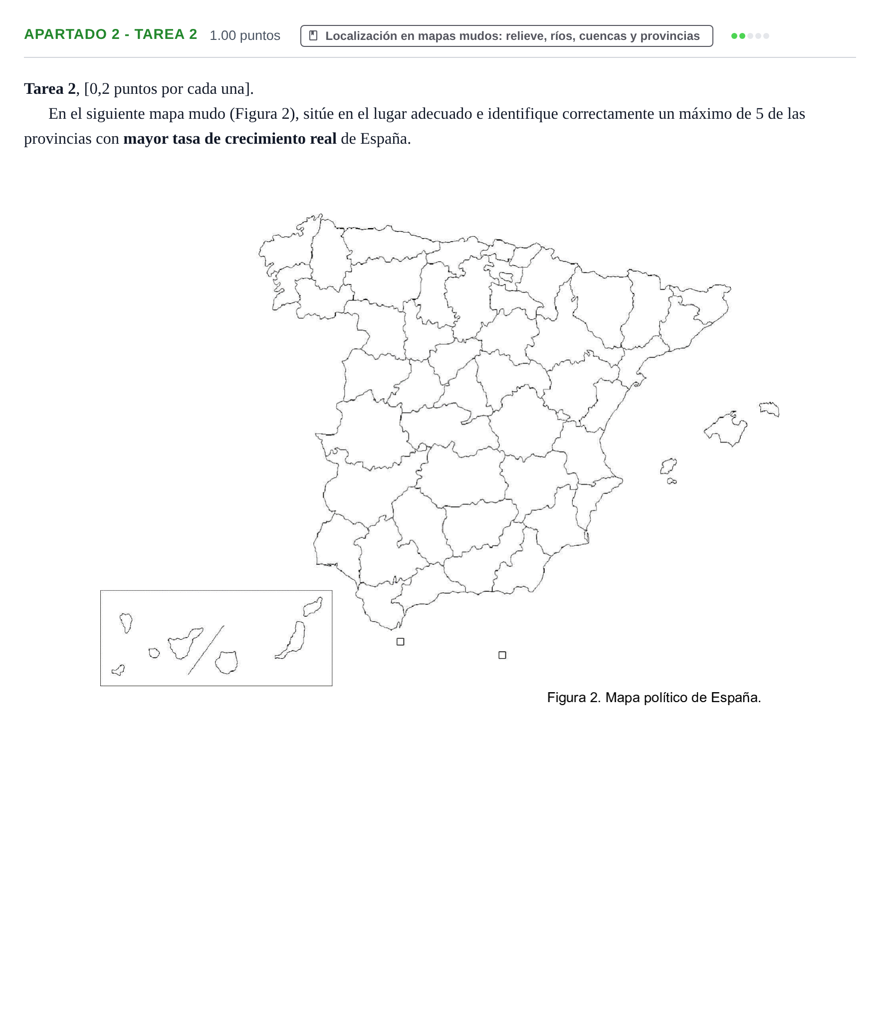 Enunciado: Apartado 2 - Tarea 2 · Geografía PAU Cantabria Ordinaria 2025