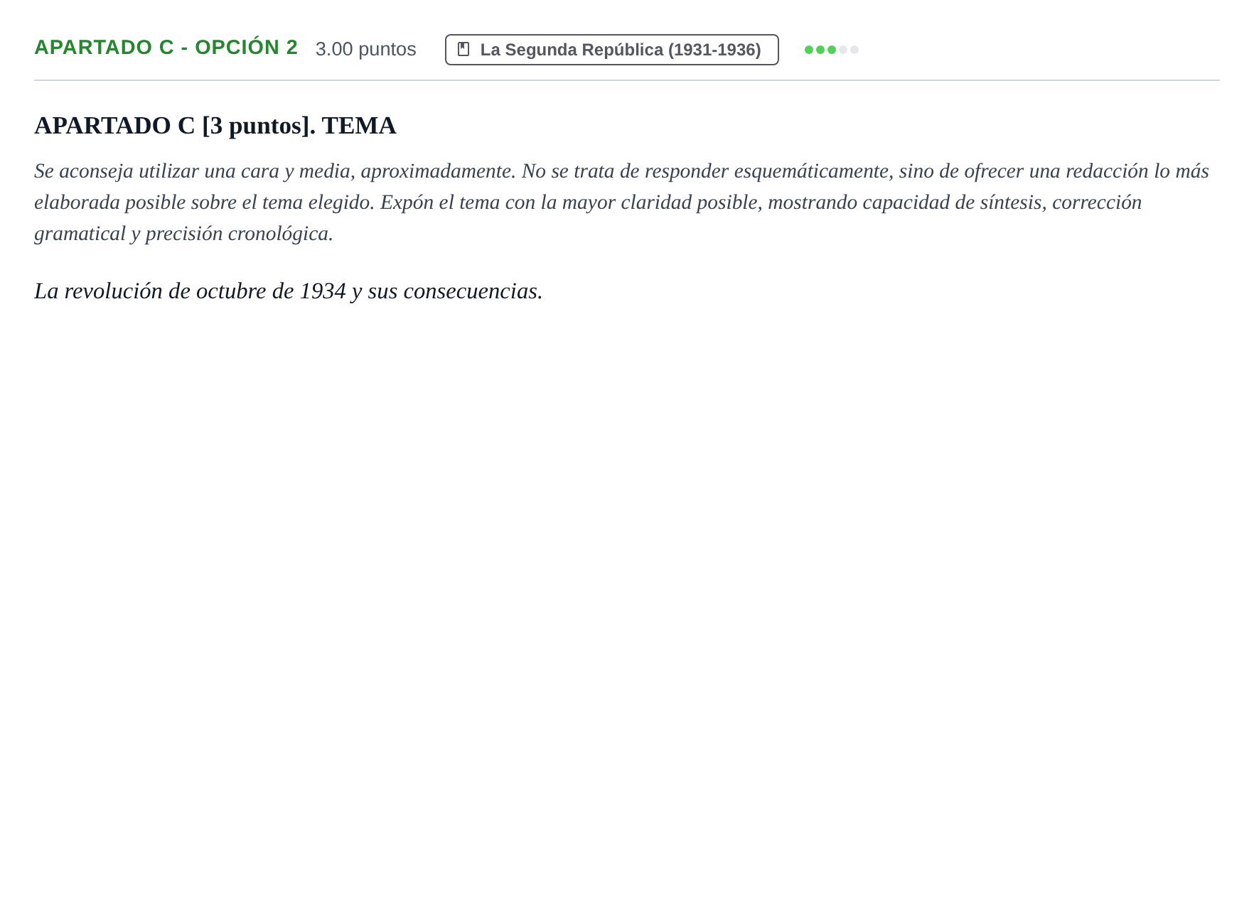 Enunciado: Apartado C - Opción 2 · Historia de España PAU Cantabria Ordinaria 2025
