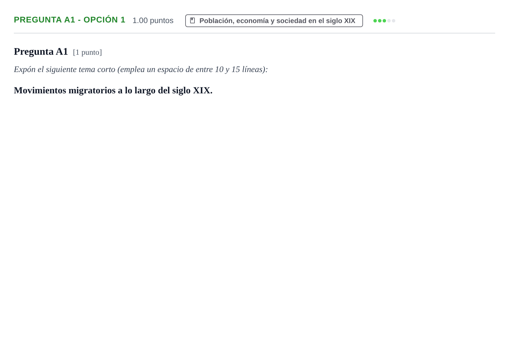 Enunciado: Pregunta A1 - Opción 1 · Historia de España PAU Cantabria Ordinaria 2025