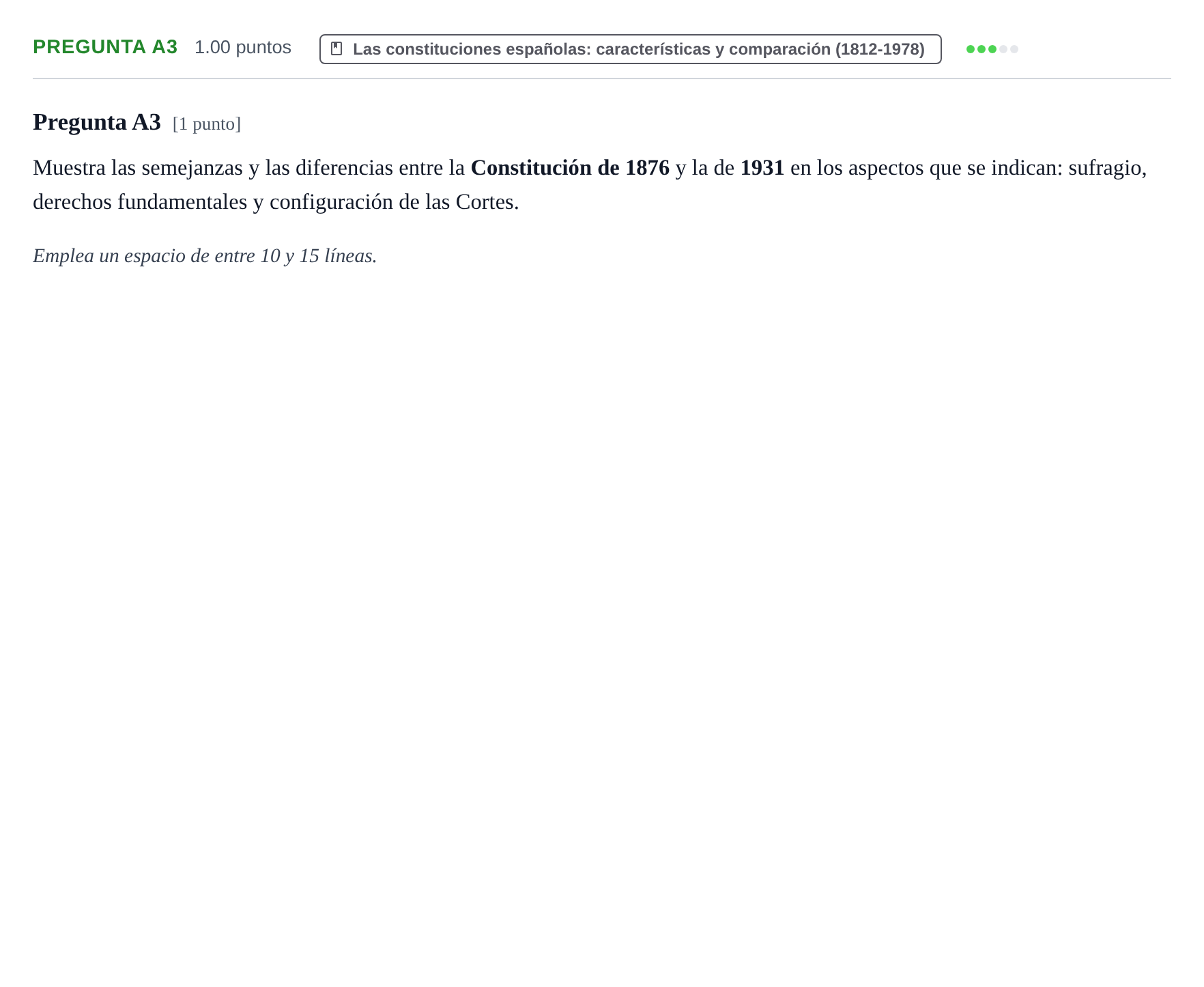 Enunciado: Pregunta A3 · Historia de España PAU Cantabria Ordinaria 2025