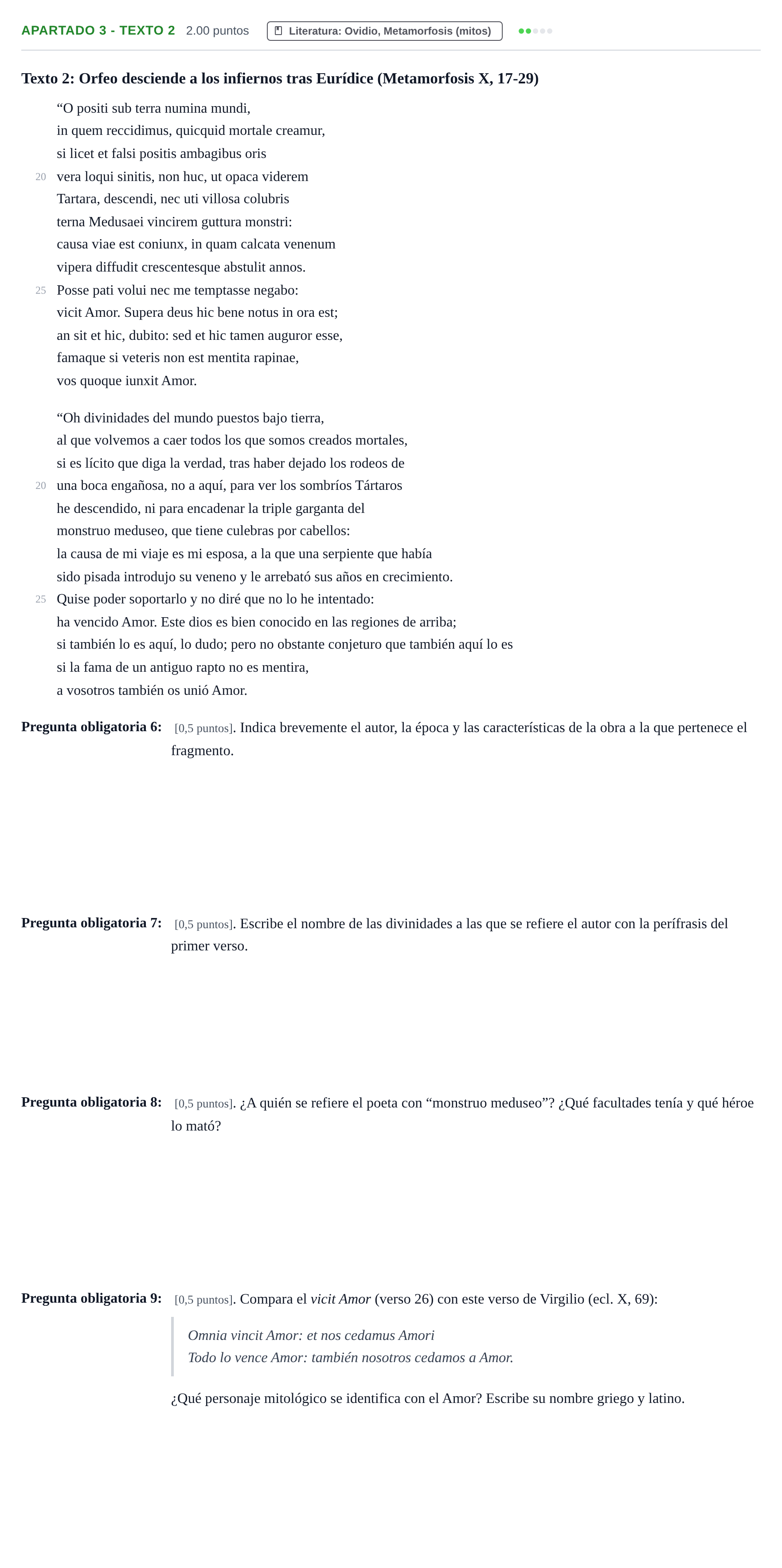 Enunciado: Apartado 3 - Texto 2 · Latín II PAU Cantabria Extraordinaria 2025