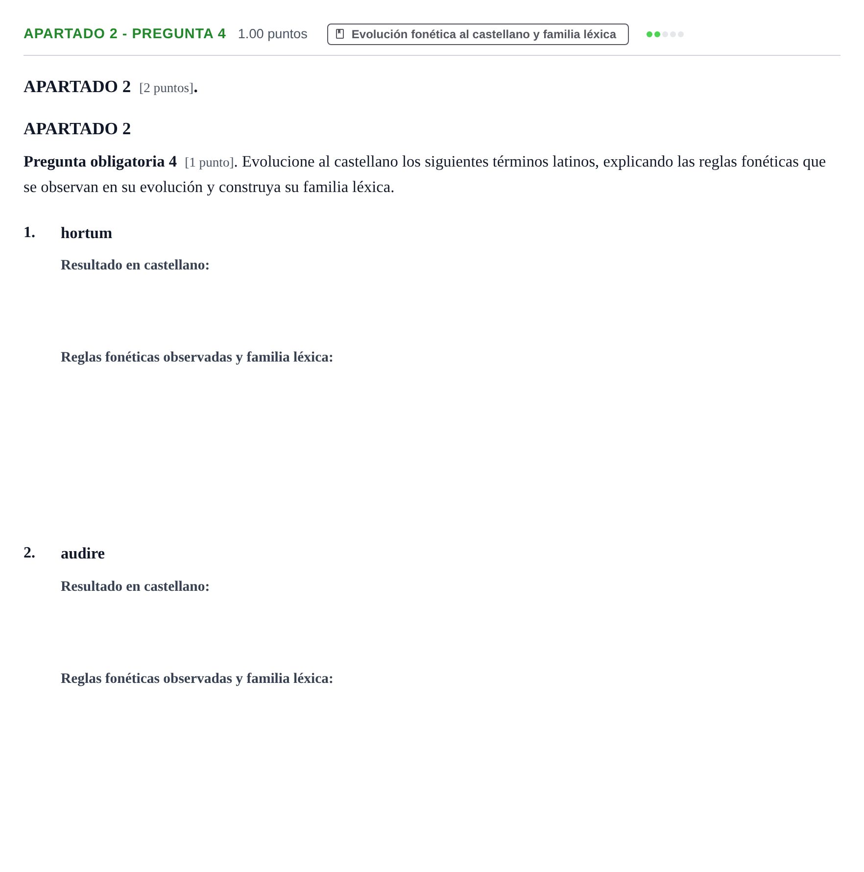 Enunciado: Apartado 2 - Pregunta 4 · Latín II PAU Cantabria Ordinaria 2025