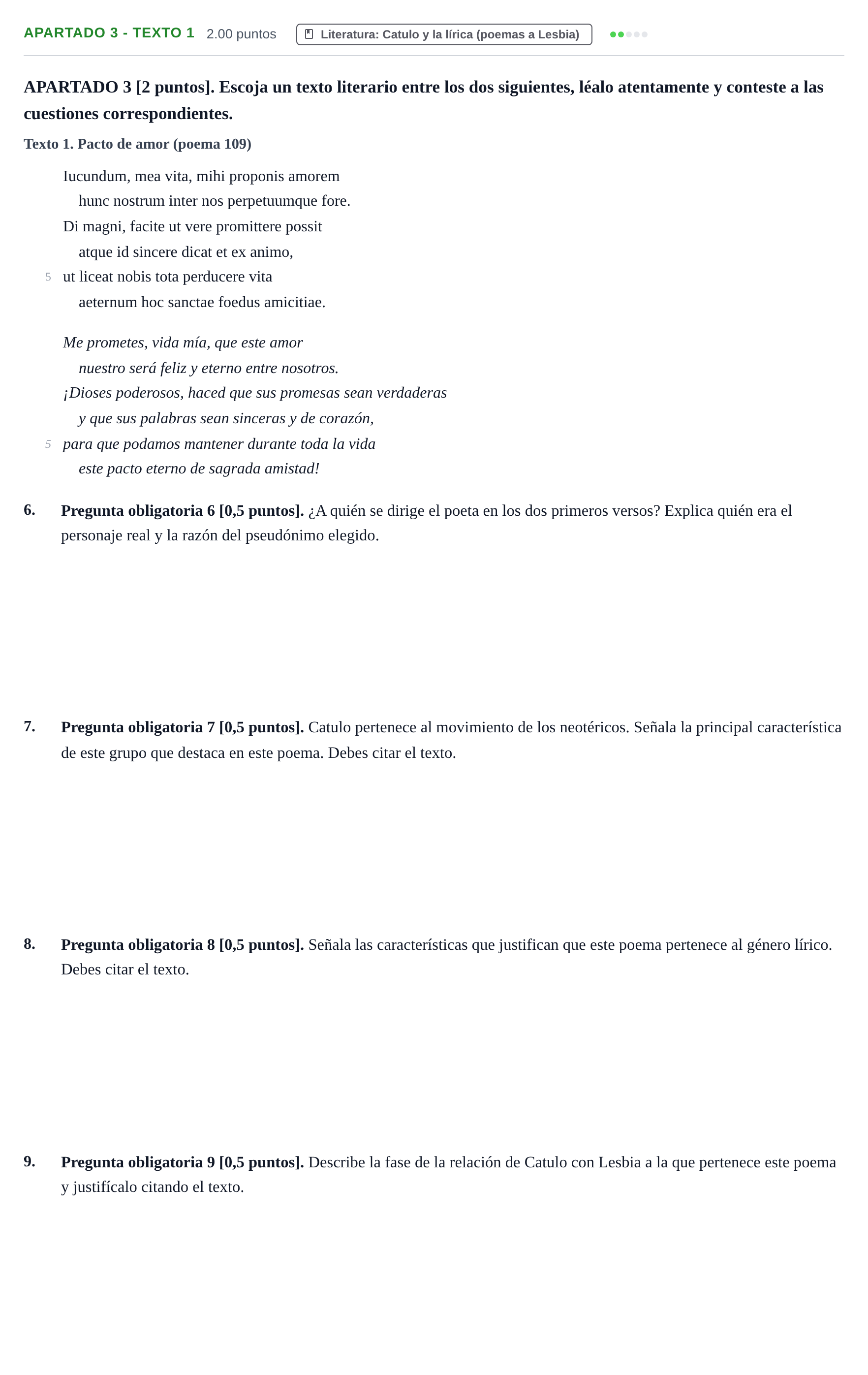 Enunciado: Apartado 3 - Texto 1 · Latín II PAU Cantabria Ordinaria 2025