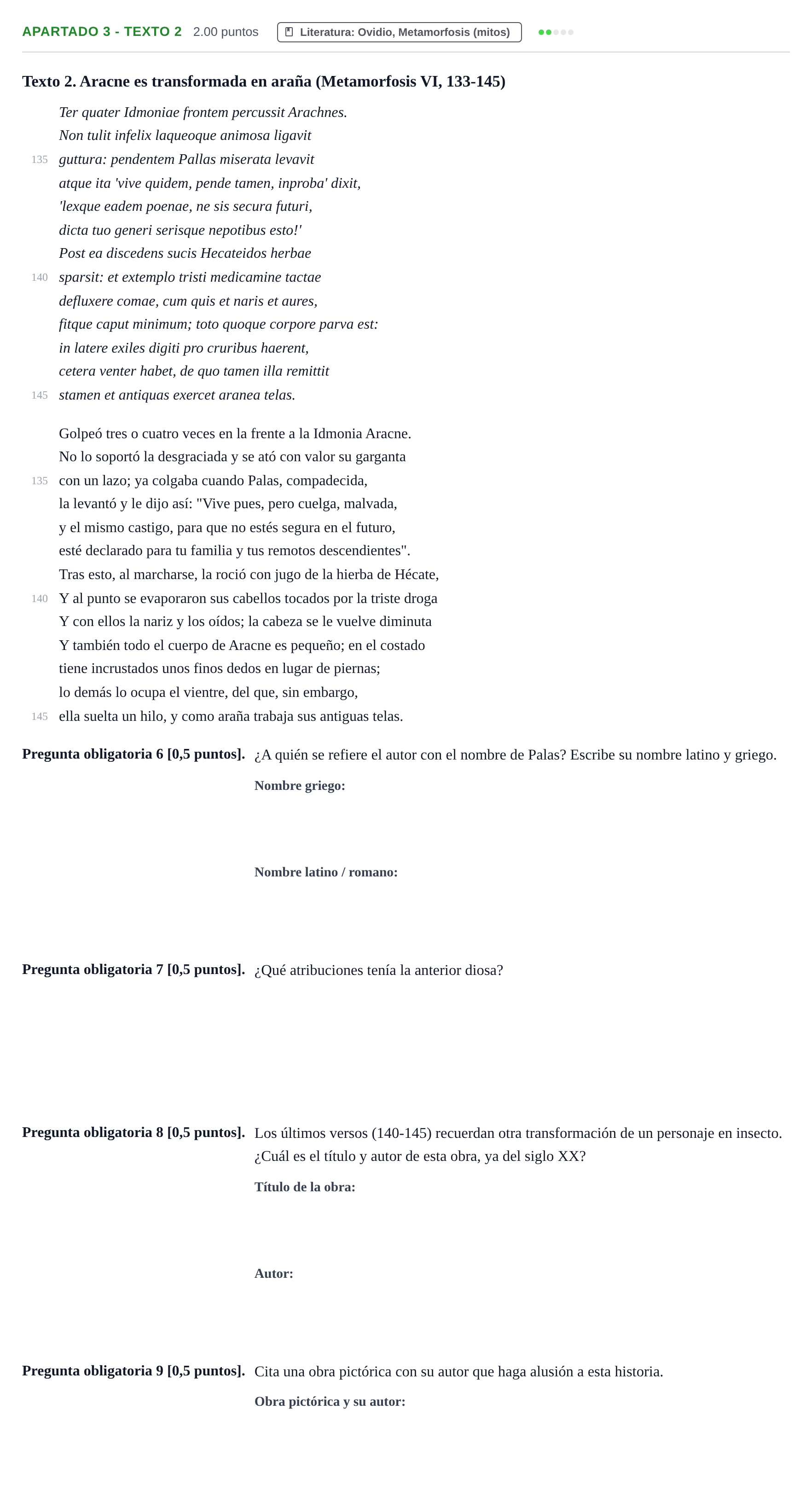Enunciado: Apartado 3 - Texto 2 · Latín II PAU Cantabria Ordinaria 2025