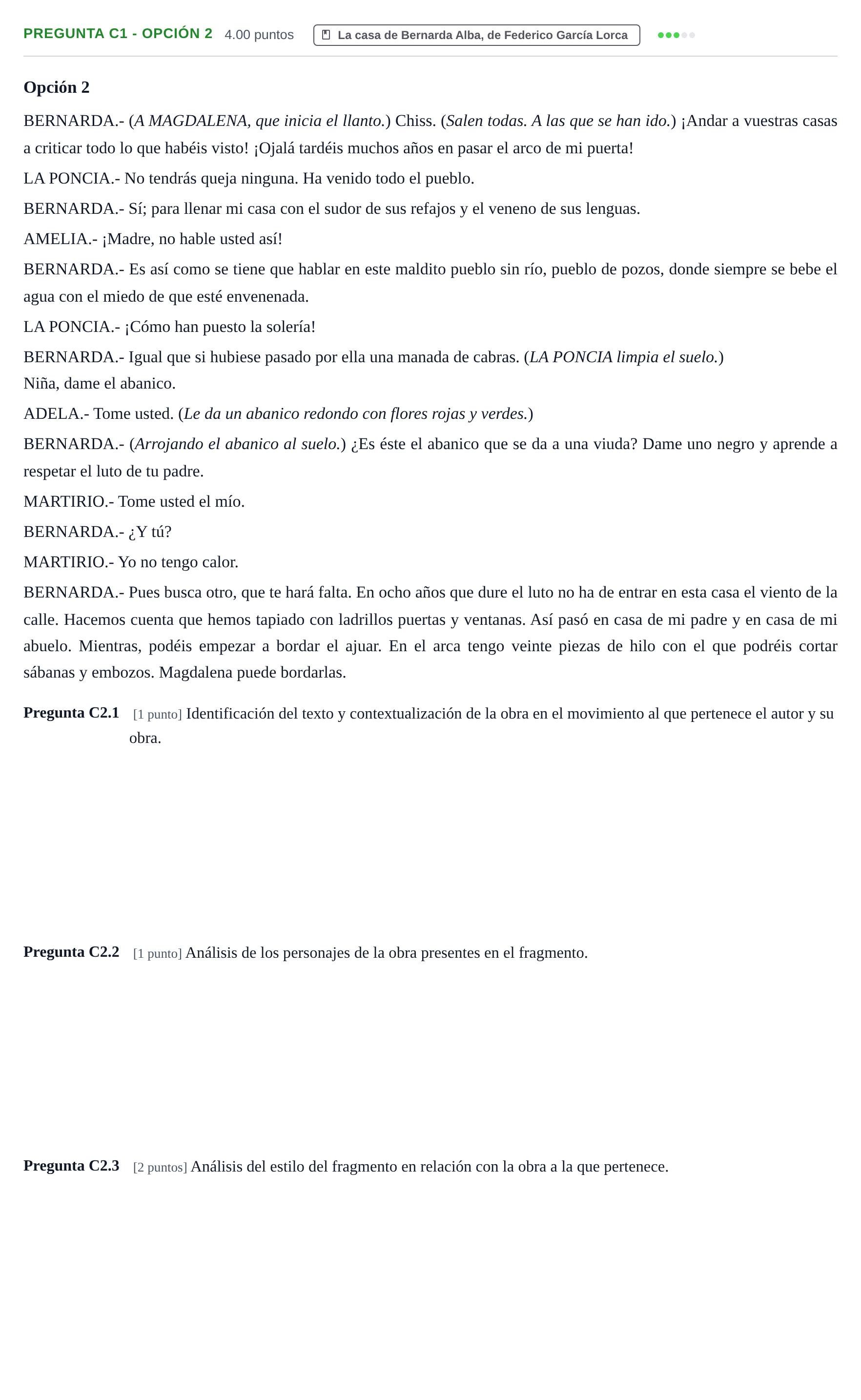 Enunciado: Pregunta C1 - Opción 2 · Lengua Castellana y Literatura II PAU Cantabria Extraordinaria 2025