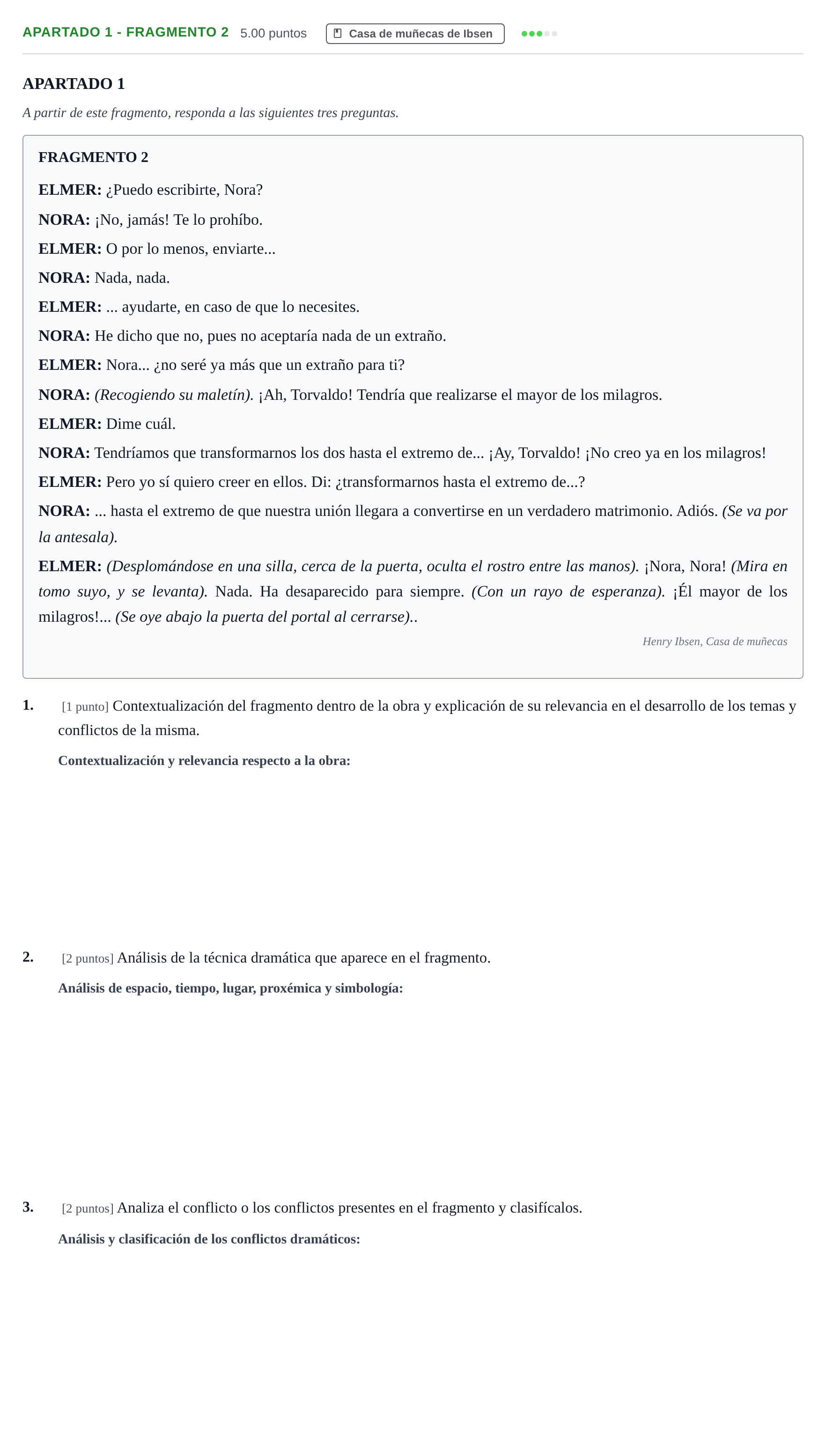 Enunciado: Apartado 1 - Fragmento 2 · Literatura Dramática PAU Cantabria Extraordinaria 2025
