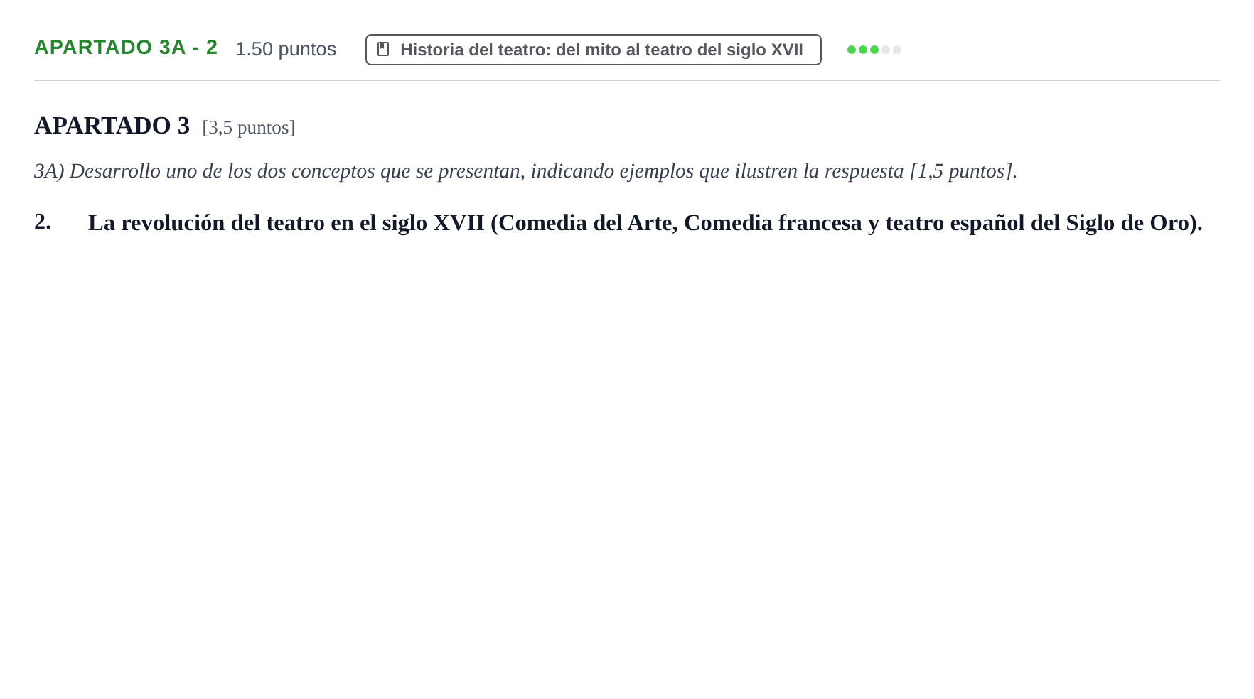 Enunciado: Apartado 3A - 2 · Literatura Dramática PAU Cantabria Extraordinaria 2025