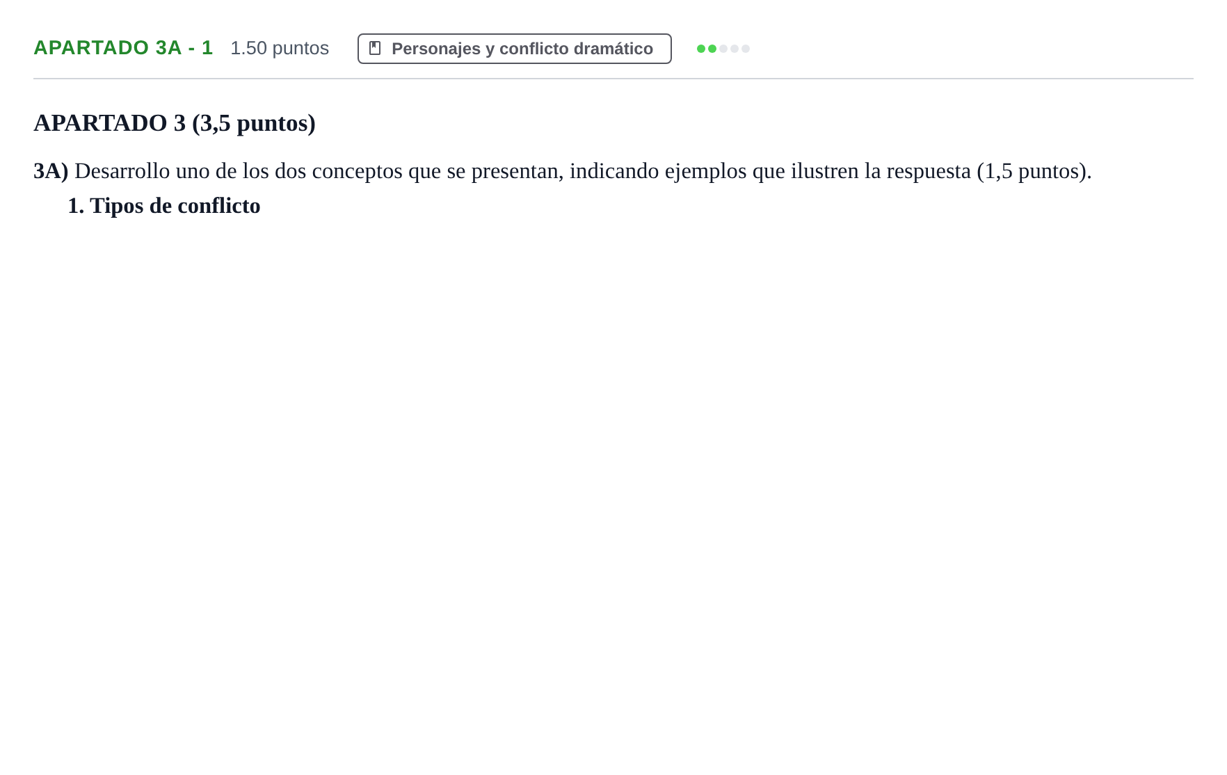 Enunciado: Apartado 3A - 1 · Literatura Dramática PAU Cantabria Ordinaria 2025