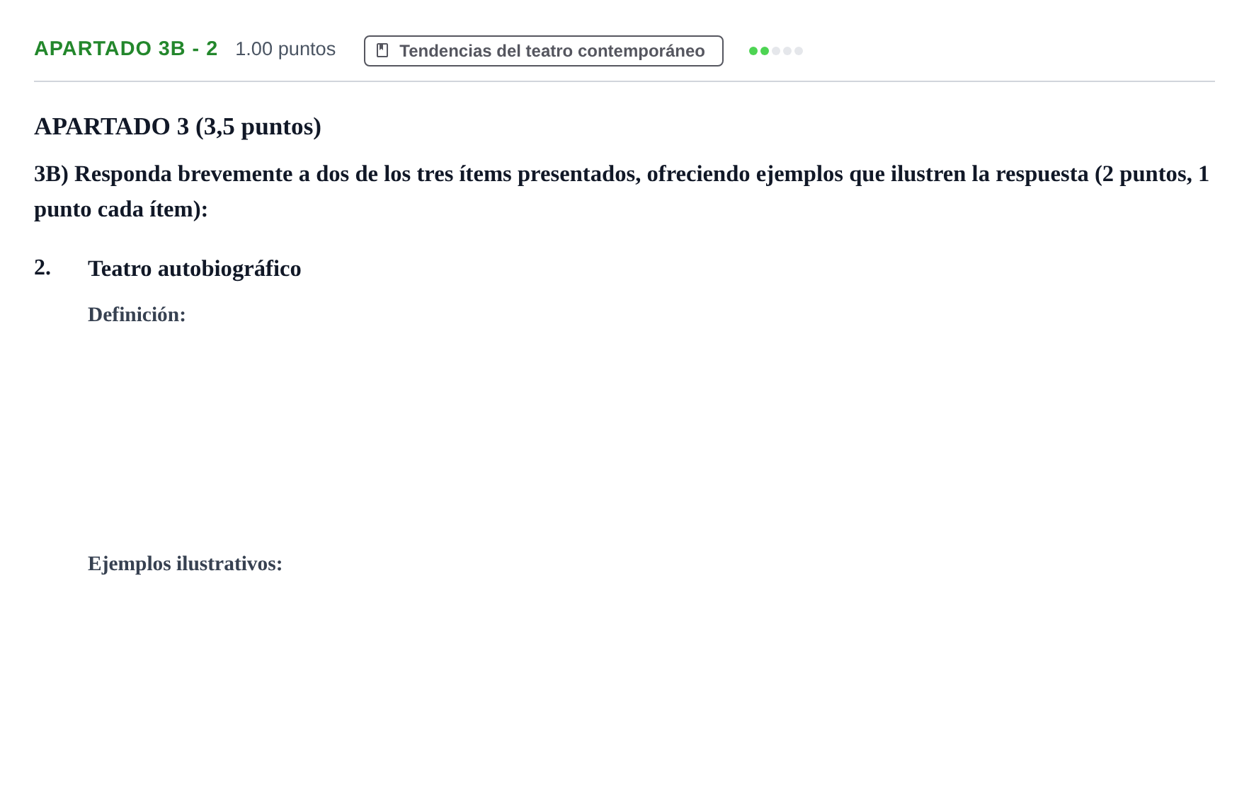 Enunciado: Apartado 3B - 2 · Literatura Dramática PAU Cantabria Ordinaria 2025