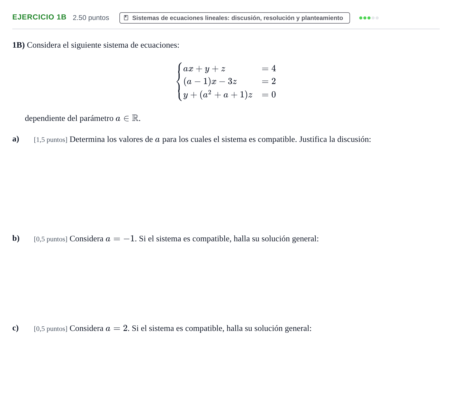Enunciado: Ejercicio 1B · Matemáticas II PAU Cantabria Extraordinaria 2025