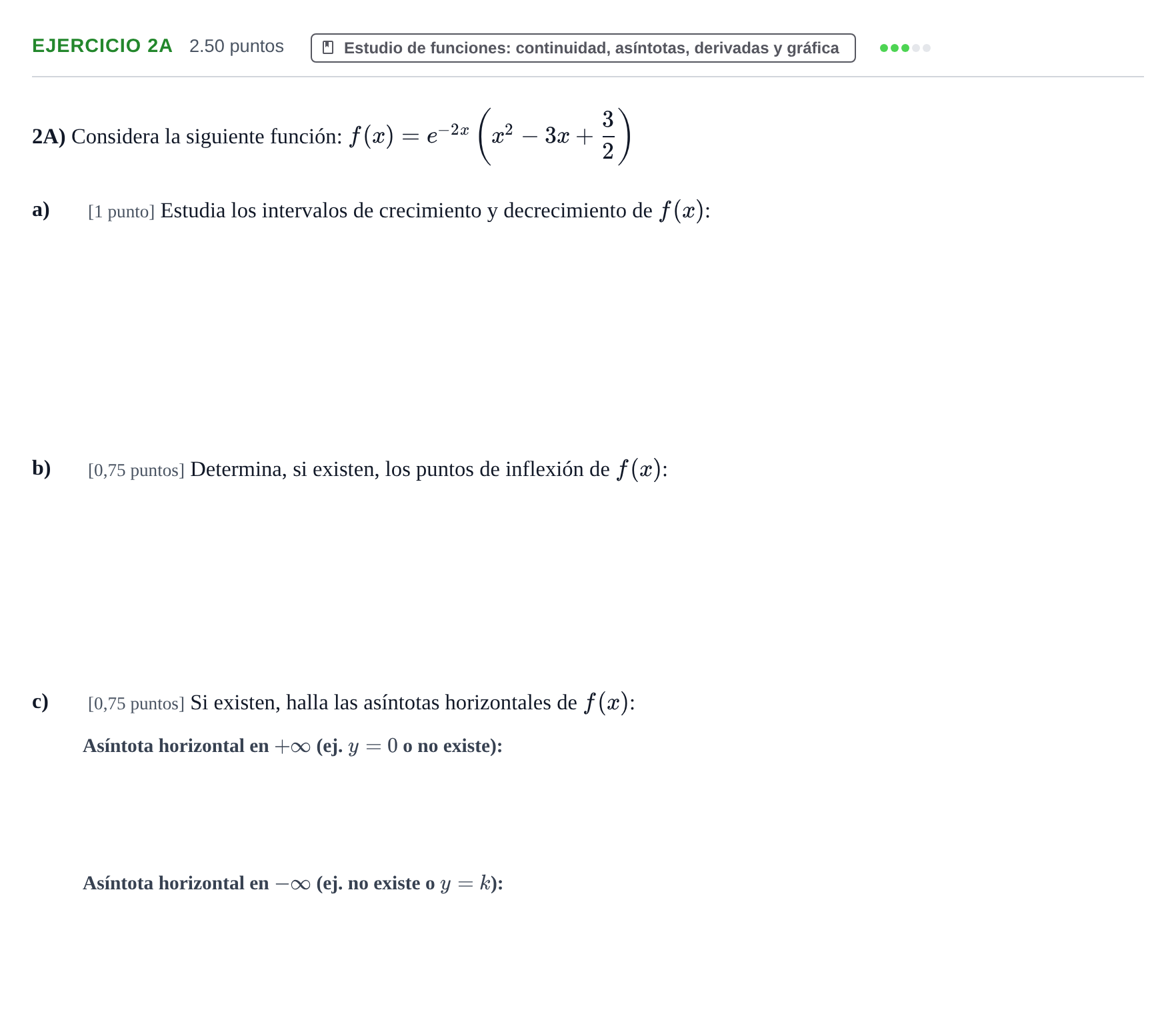 Enunciado: Ejercicio 2A · Matemáticas II PAU Cantabria Extraordinaria 2025