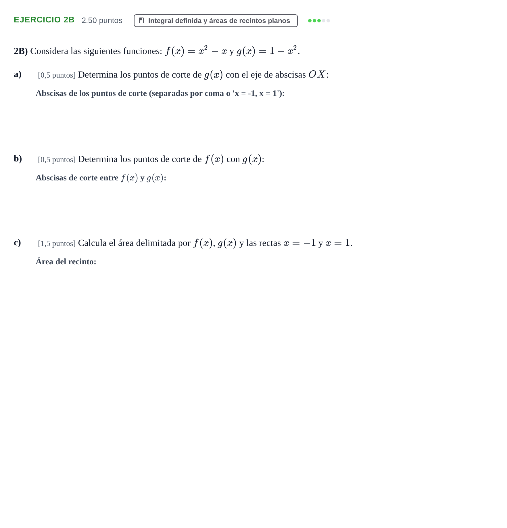 Enunciado: Ejercicio 2B · Matemáticas II PAU Cantabria Extraordinaria 2025