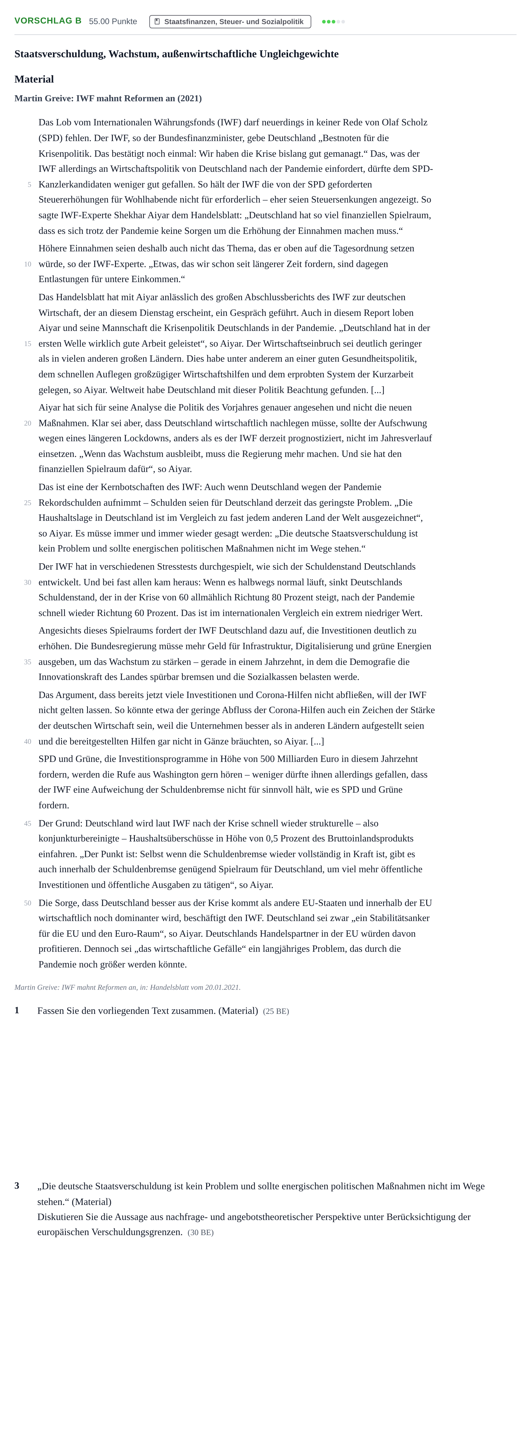 Aufgabenstellung: Aufgabe Vorschlag B - Staatsfinanzen, Steuer- und Sozialp… · Abitur Hessen Wirtschaftswissenschaften GK 2022