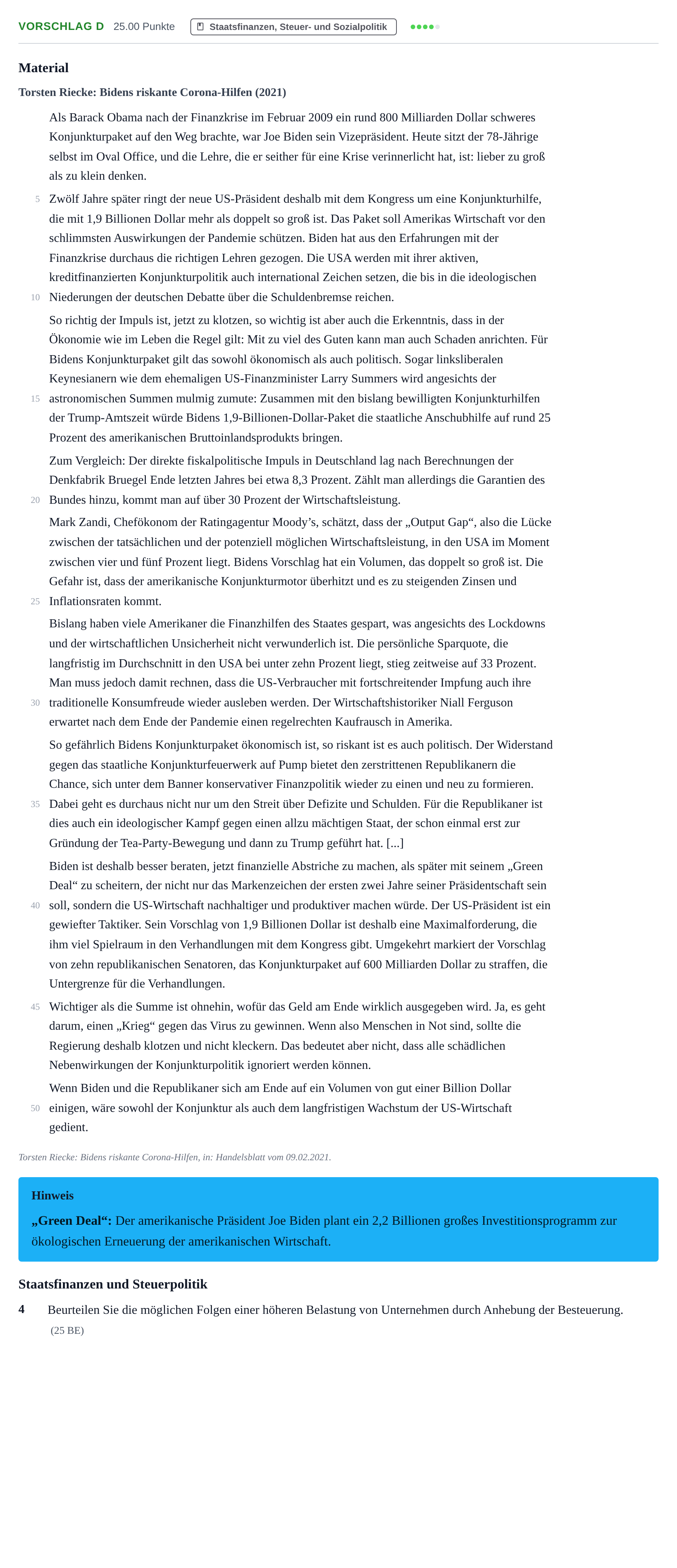 Aufgabenstellung: Aufgabe Vorschlag D - Staatsfinanzen, Steuer- und Sozialp… · Abitur Hessen Wirtschaftswissenschaften GK 2022
