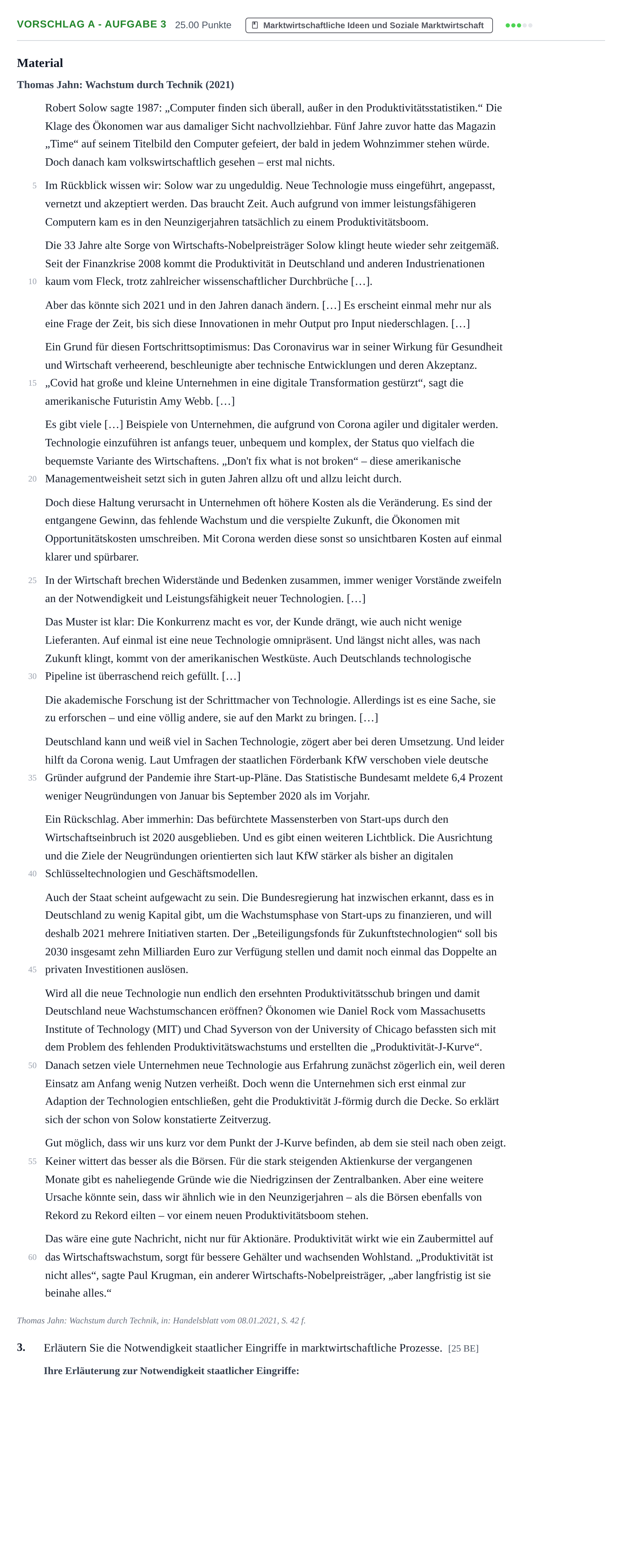 Aufgabenstellung: Aufgabe Vorschlag A - Aufgabe 3 · Abitur Hessen Wirtschaftswissenschaften LK 2022