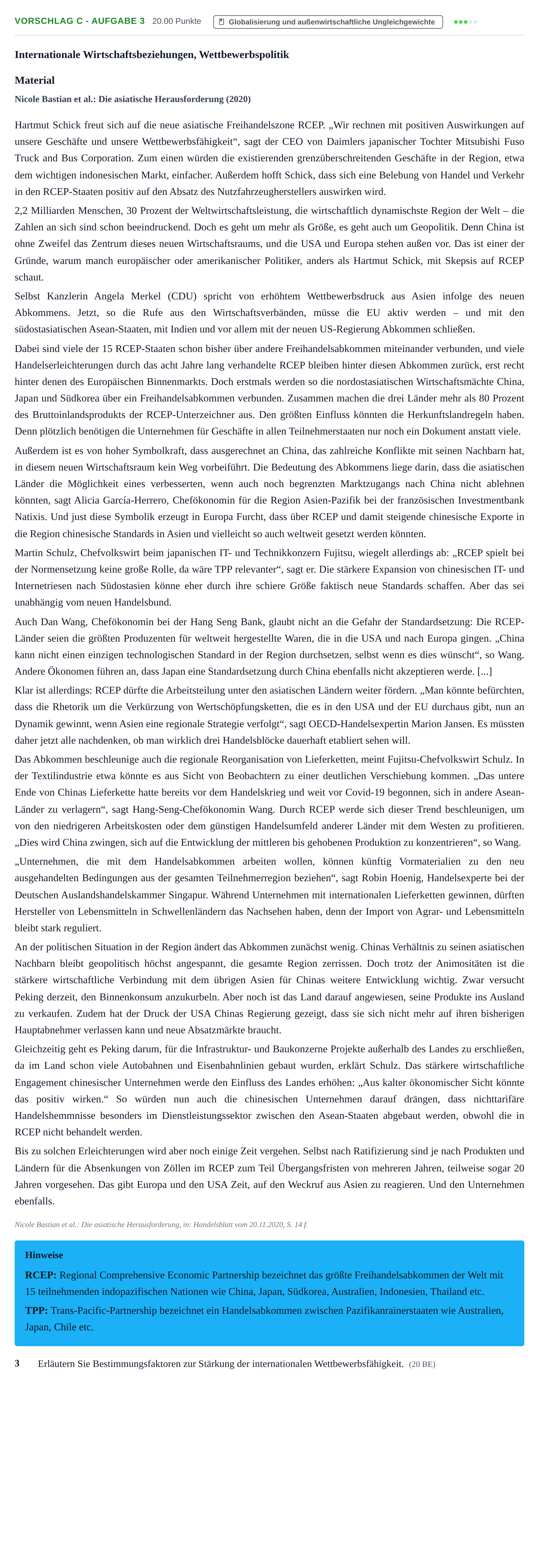 Aufgabenstellung: Aufgabe Vorschlag C - Aufgabe 3 · Abitur Hessen Wirtschaftswissenschaften LK 2022