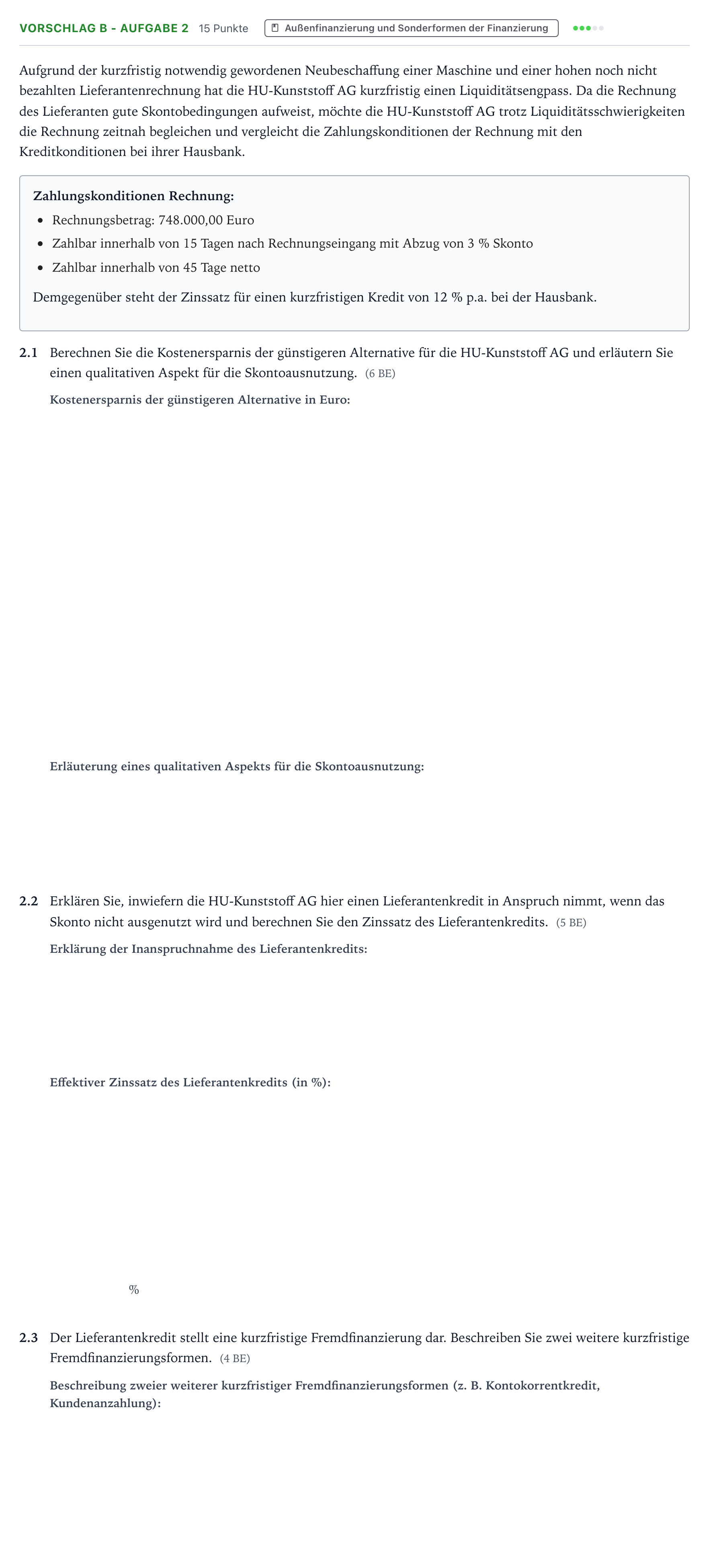 Aufgabenstellung: Aufgabe Vorschlag B - Aufgabe 2 · Abitur Hessen Wirtschaftslehre LK 2022