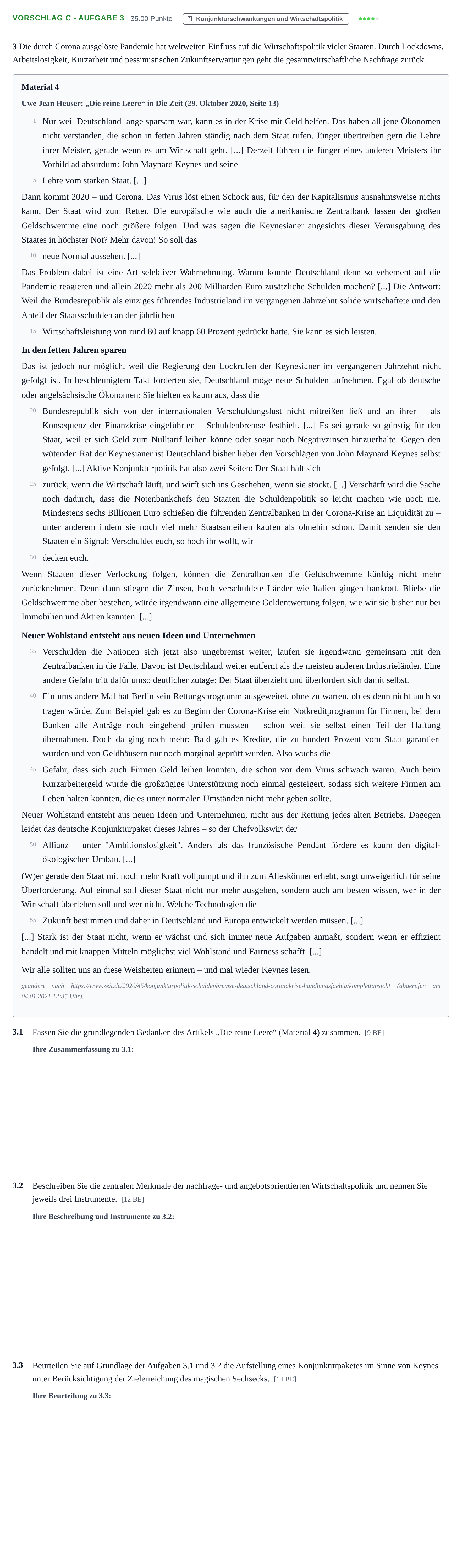 Aufgabenstellung: Aufgabe Vorschlag C - Aufgabe 3 · Abitur Hessen Wirtschaftslehre LK 2022