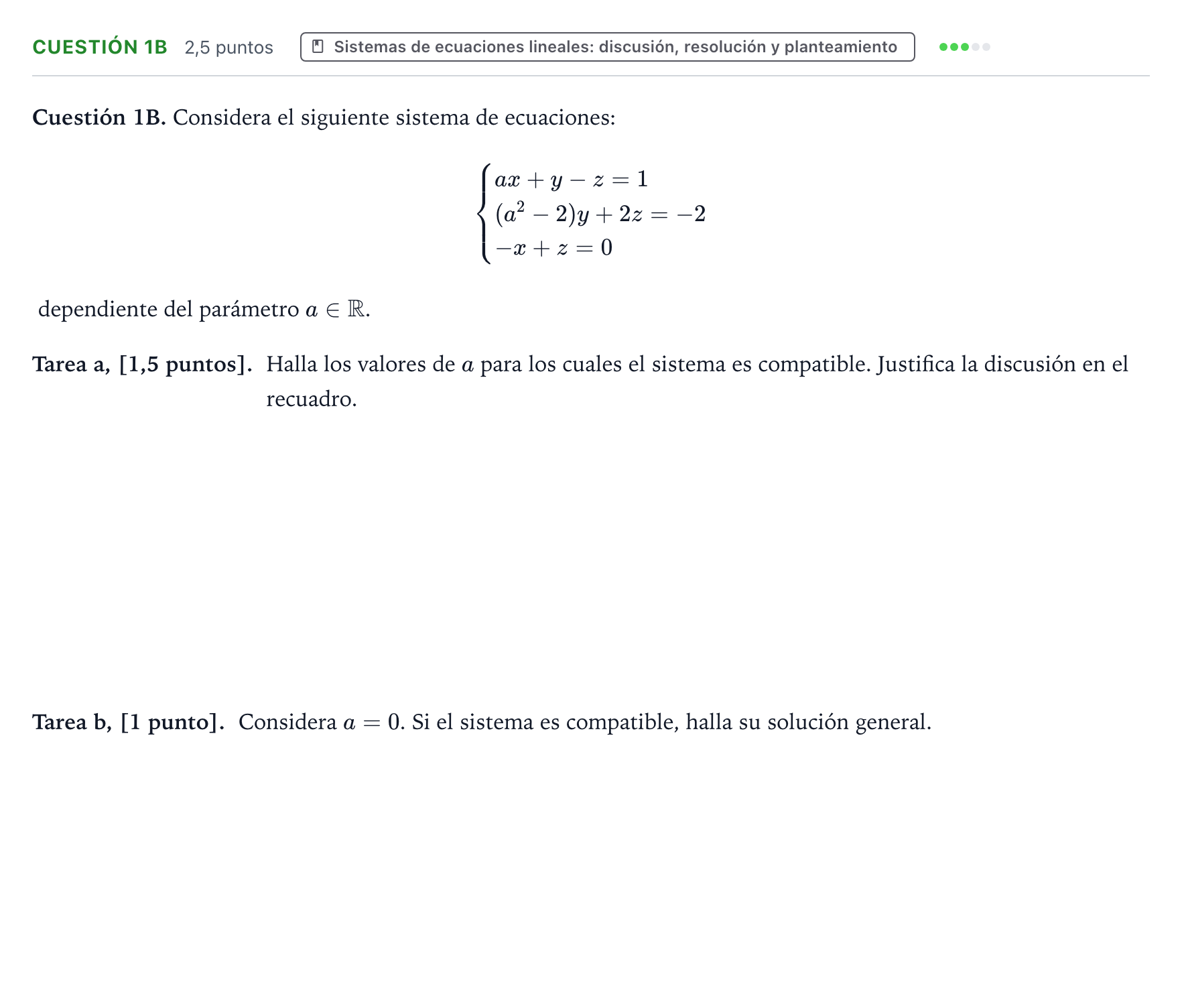 Enunciado: Cuestión 1B · Matemáticas II PAU Cantabria Ordinaria 2025