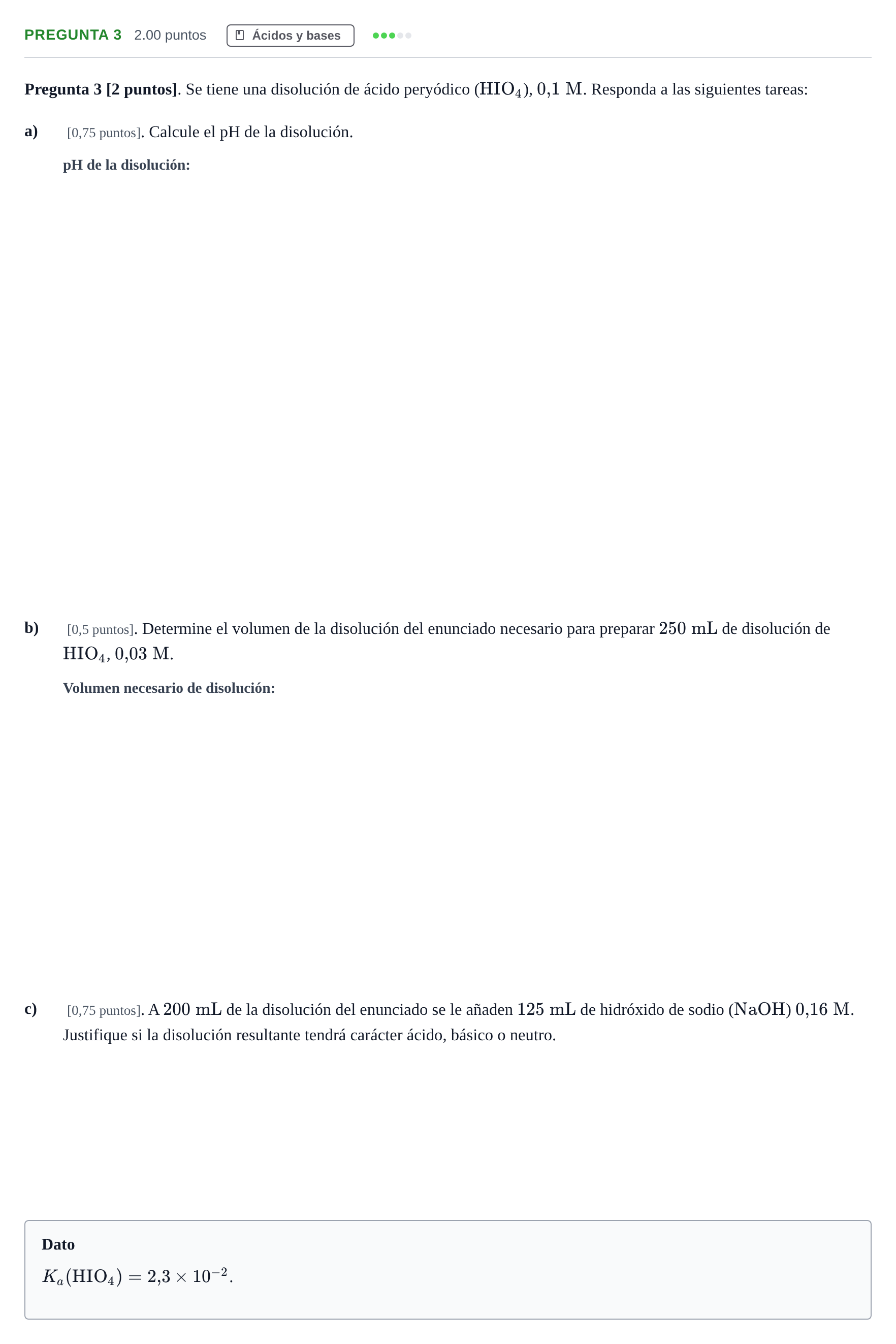 Enunciado: Pregunta 3 · Química PAU Cantabria Ordinaria 2025