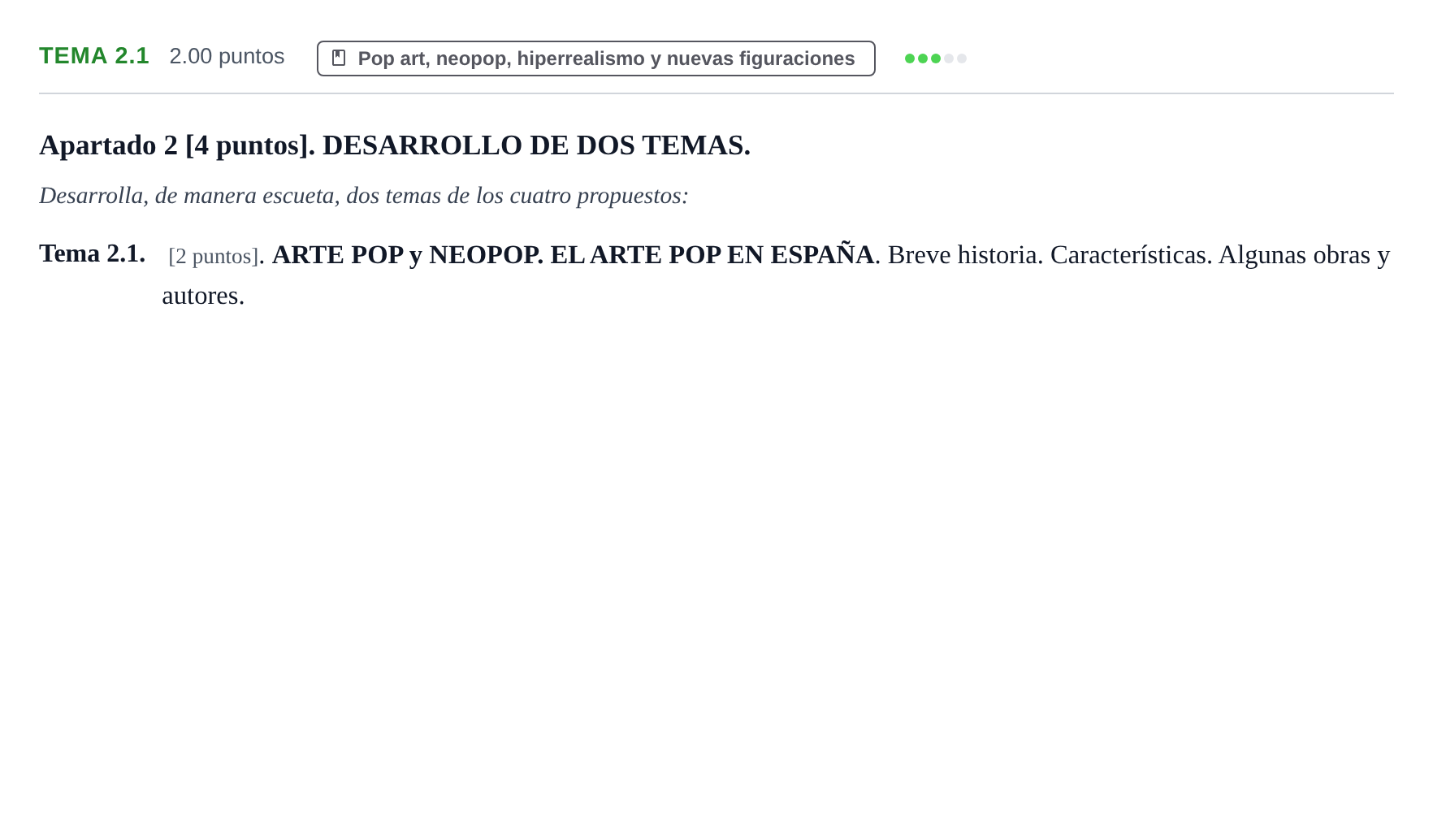 Enunciado: Ejercicio Tema 2.1 · Movimientos Culturales y Artísticos PAU Cantabria Ordinaria 2025