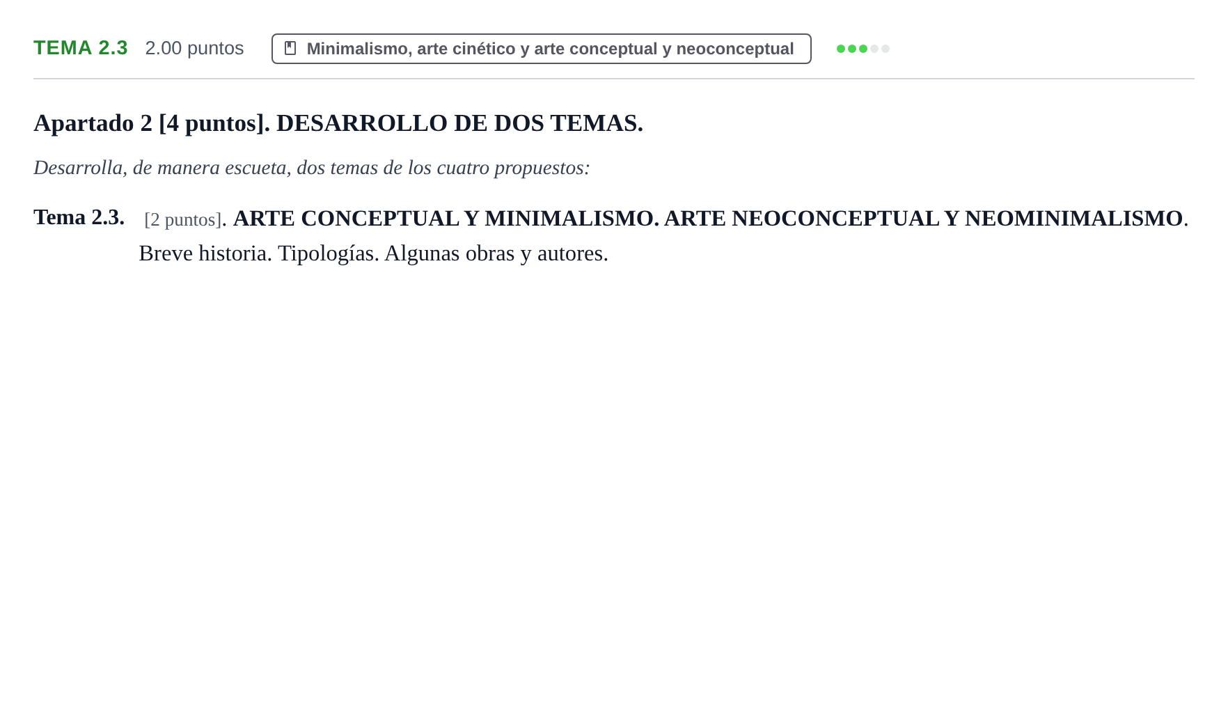 Enunciado: Ejercicio Tema 2.3 · Movimientos Culturales y Artísticos PAU Cantabria Ordinaria 2025