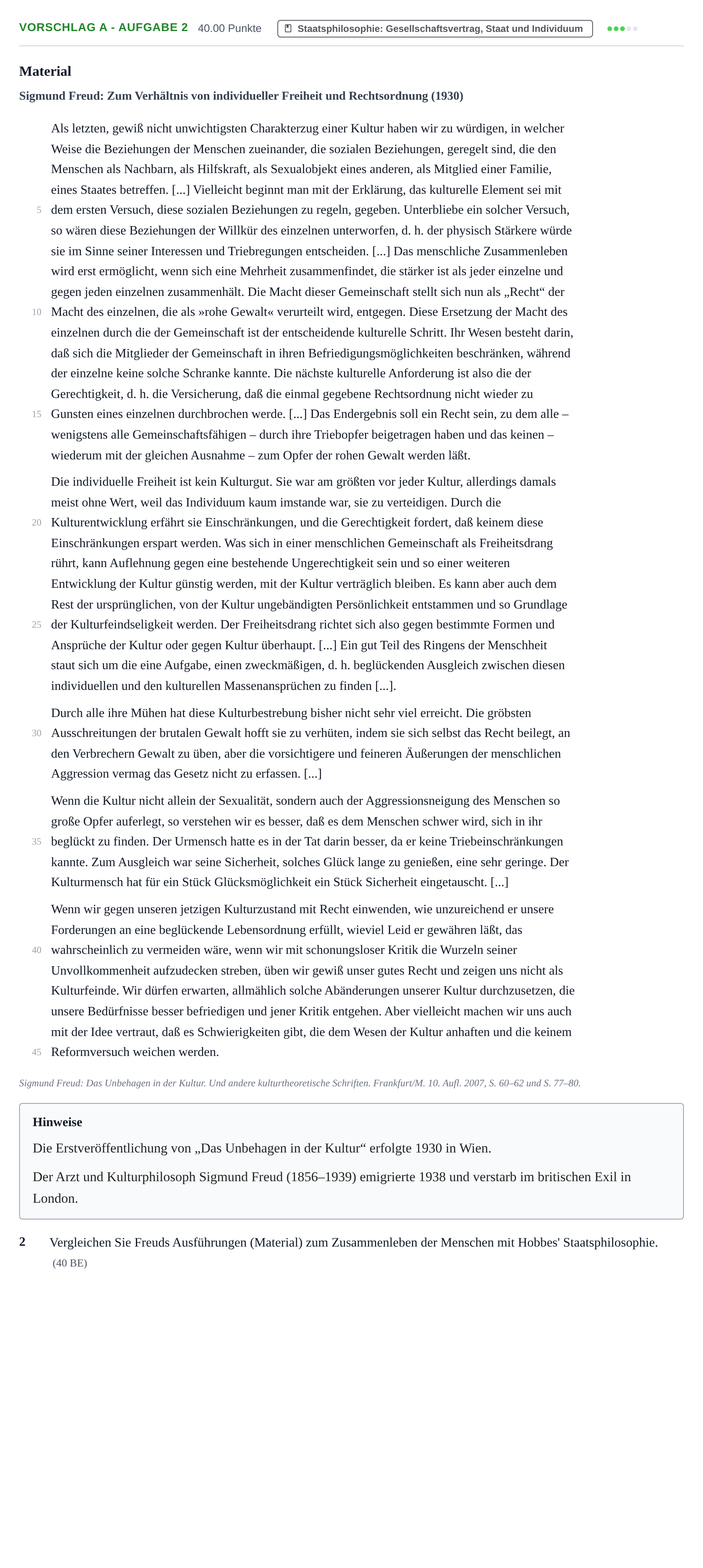 Aufgabenstellung: Aufgabe Vorschlag A - Aufgabe 2 · Abitur Hessen Philosophie GK 2021