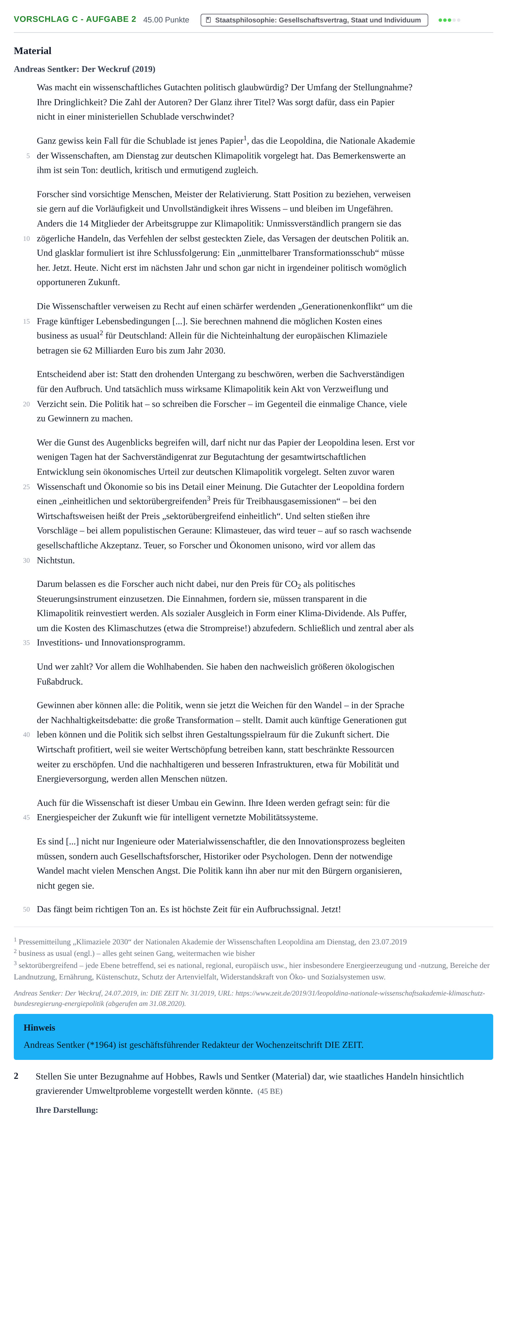 Aufgabenstellung: Aufgabe Vorschlag C - Aufgabe 2 · Abitur Hessen Philosophie GK 2021